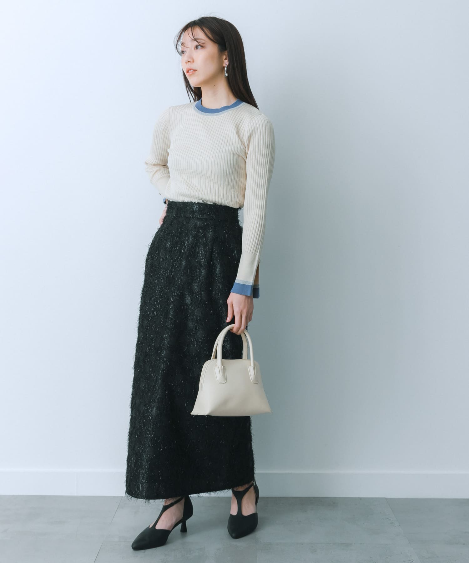 最終価格！beautiful people フリンジジャガードレイヤード ジャガードフリンジスカート(S BLACK): スカート｜URBAN
