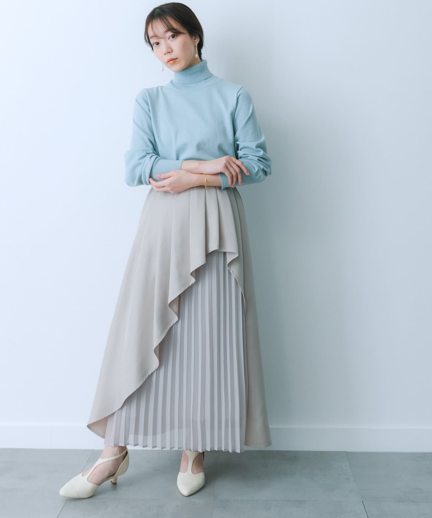 シアープリーツレイヤードスカート