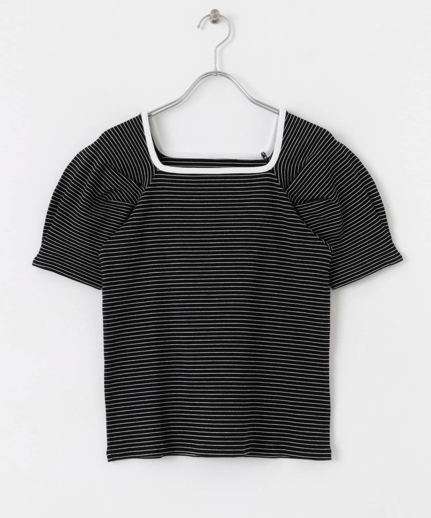 タックボリュームスリーブカットソー BLK×WHT one