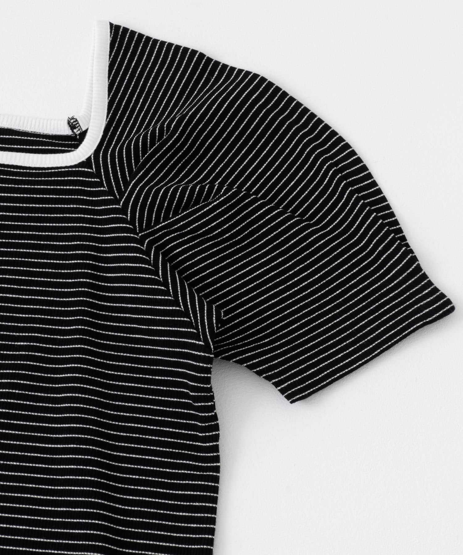 タックボリュームスリーブカットソー BLK×WHT one