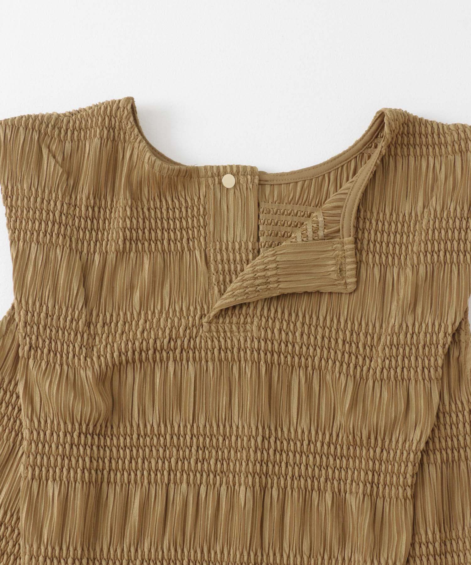 シャーリングパイピングカットトップ BEIGE one