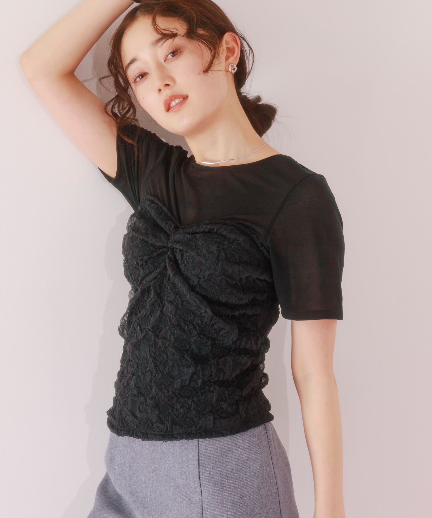 ビスチェドッキングトップ BLK×BLK one