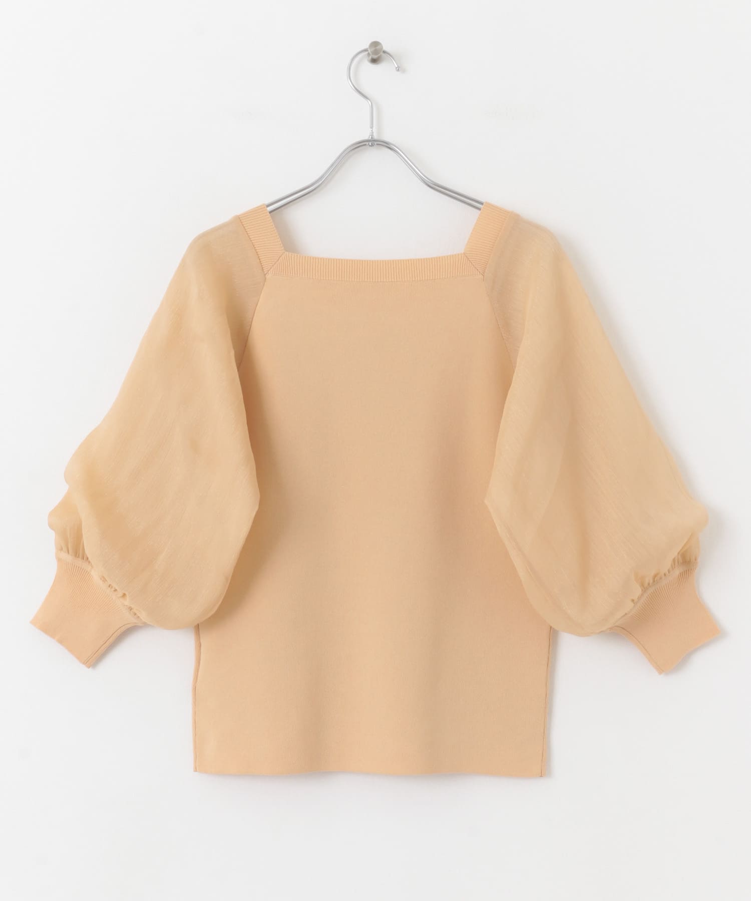 シアーボリュームスリーブセーター(5分袖) ORANGE one