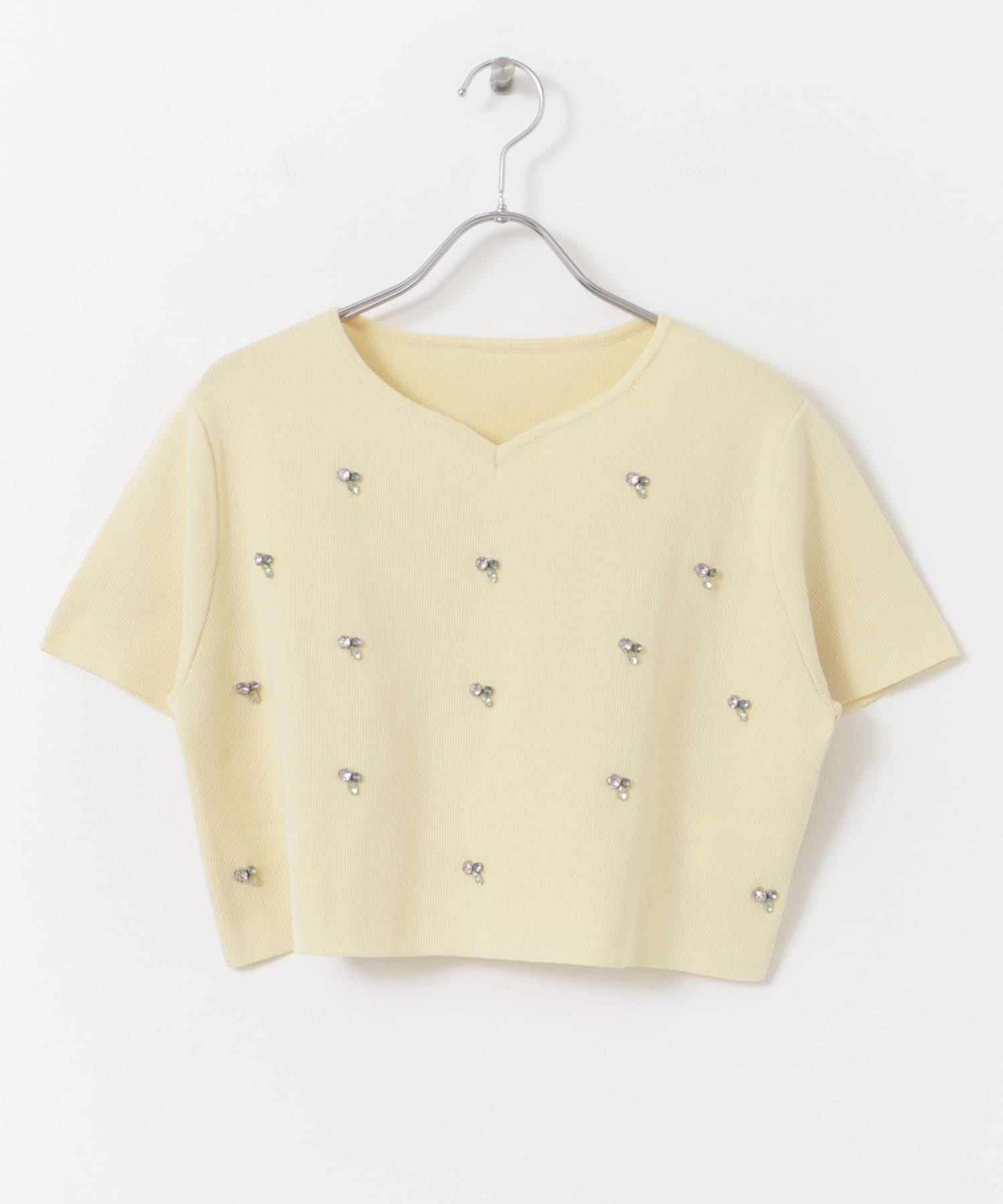 ハートネックビジューセーター BEIGE one