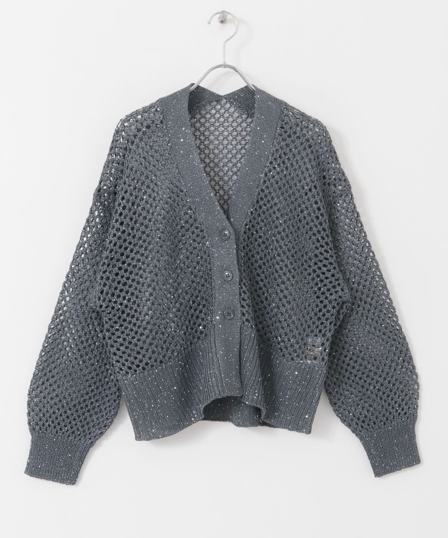 スパンコールメッシュカーディガン(one CHARCOAL): トップス｜URBAN