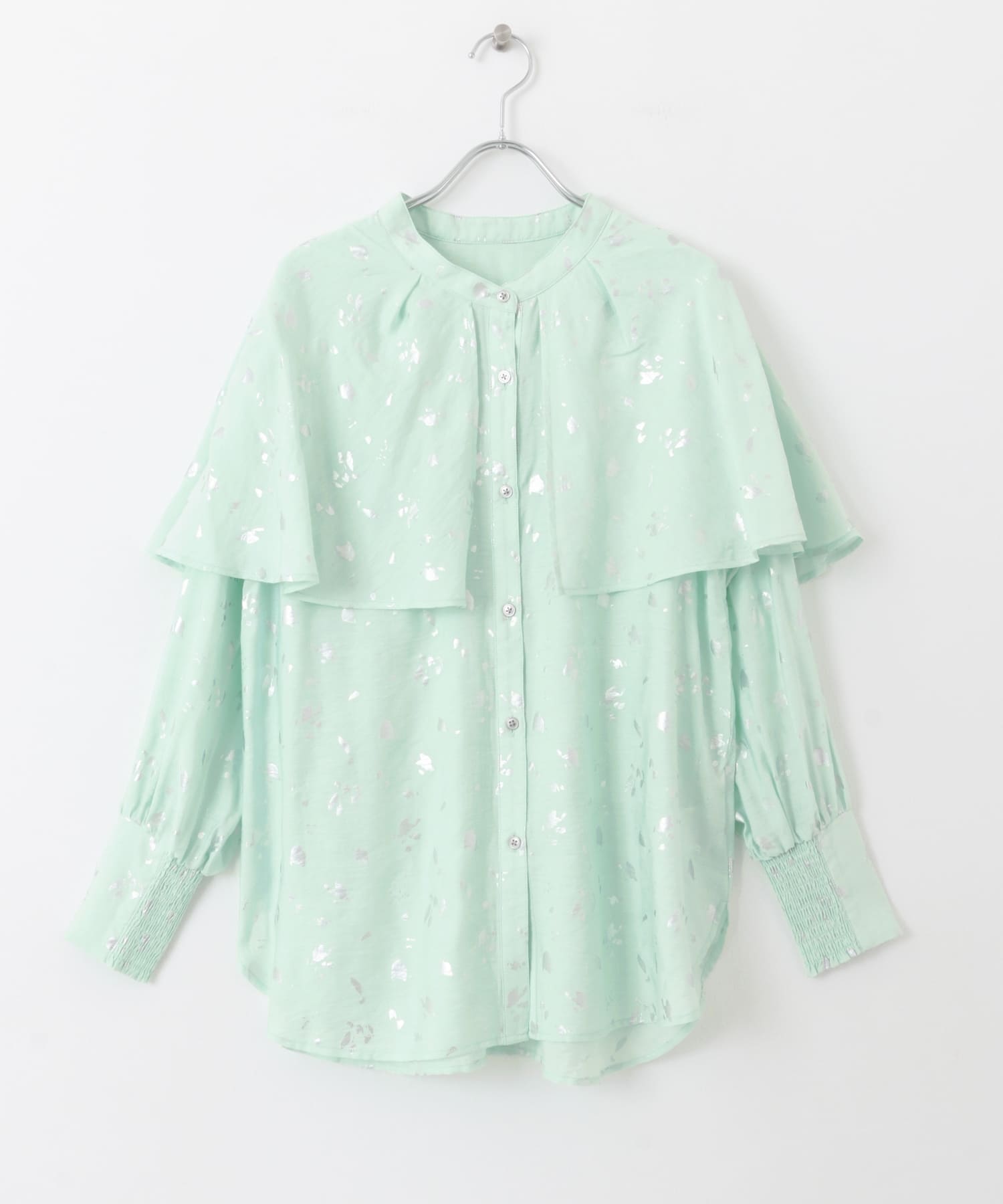 ハクプリントケープブラウス MINT one