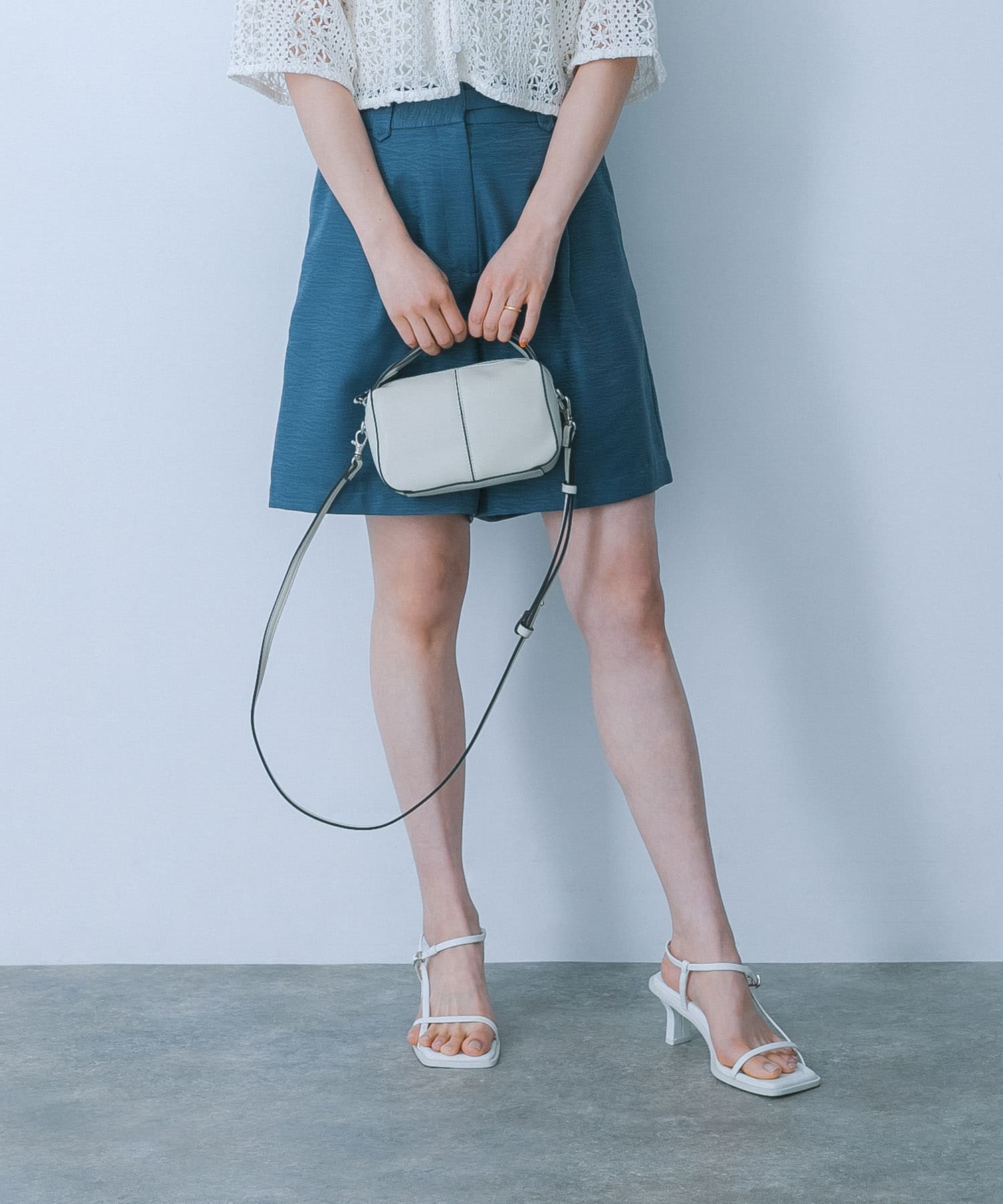 ウエストデザインハーフパンツ NAVY S
