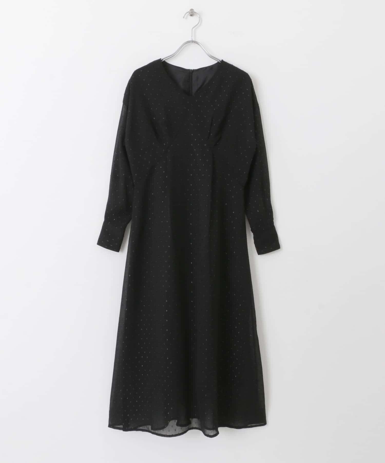 ラメジャガードワンピース BLACK COMPACT