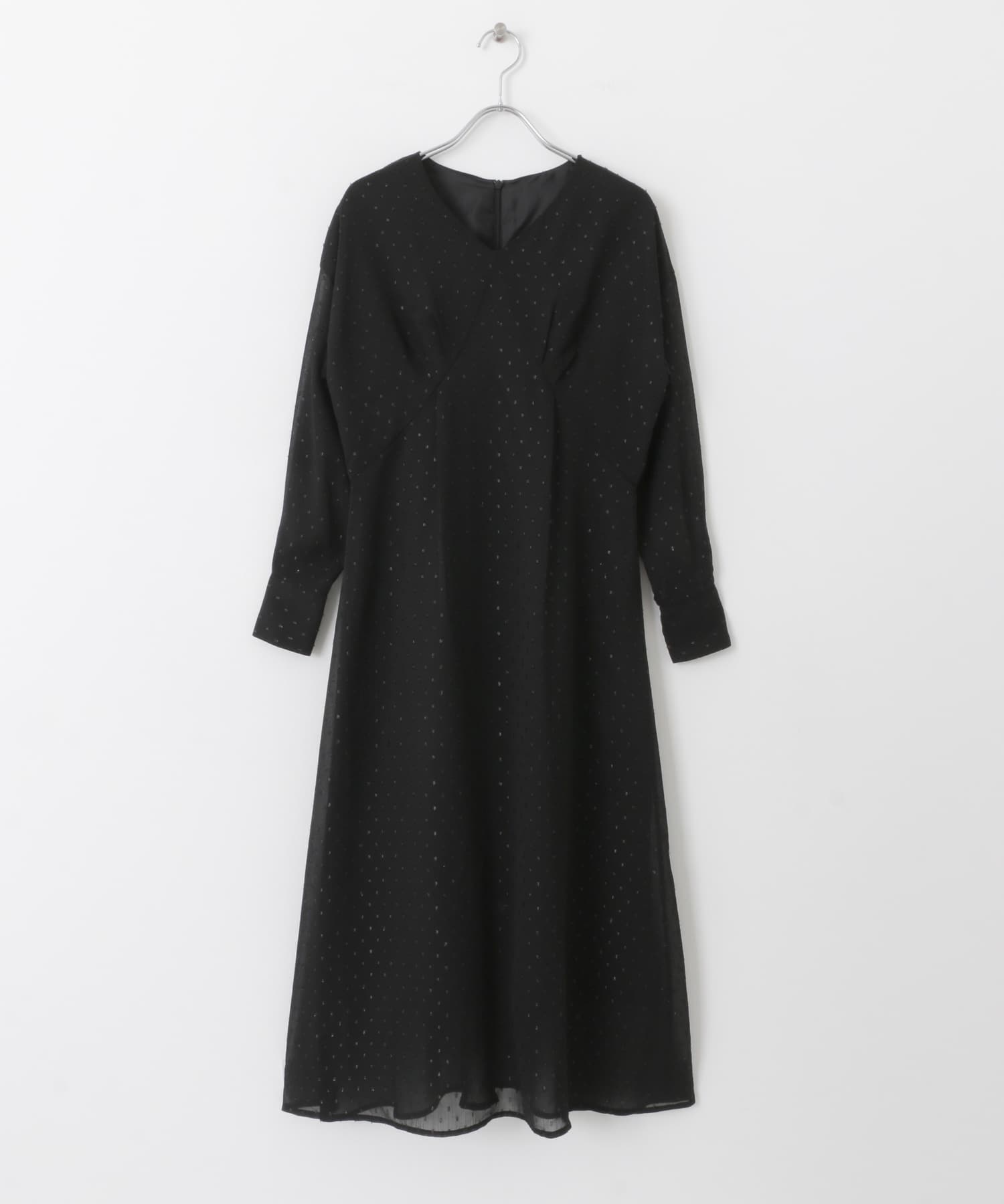 ラメジャガードワンピース BLACK COMPACT