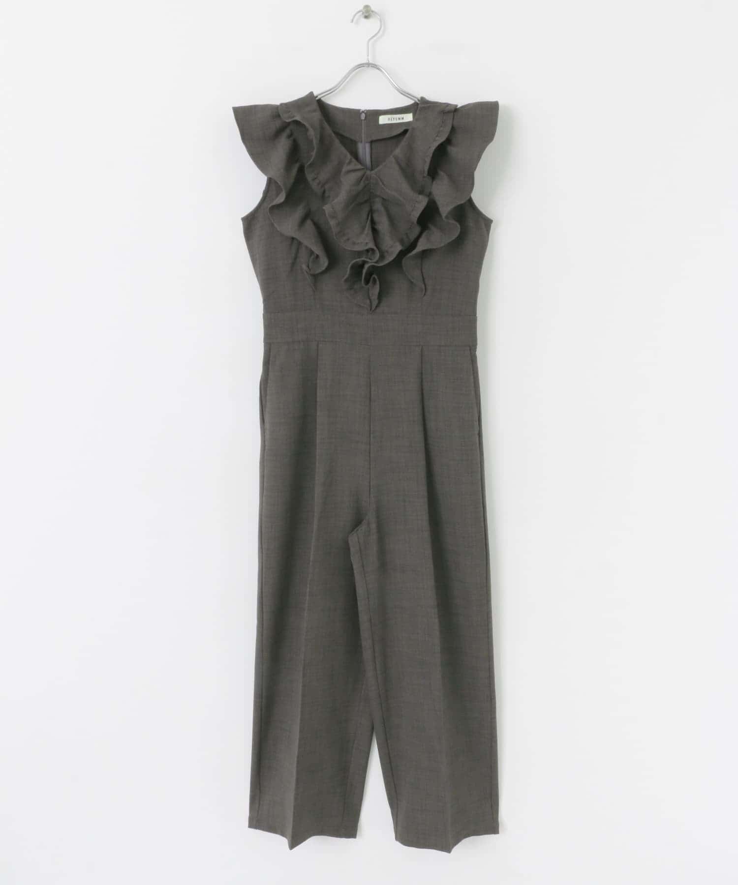 フリルスリーブオールインワン