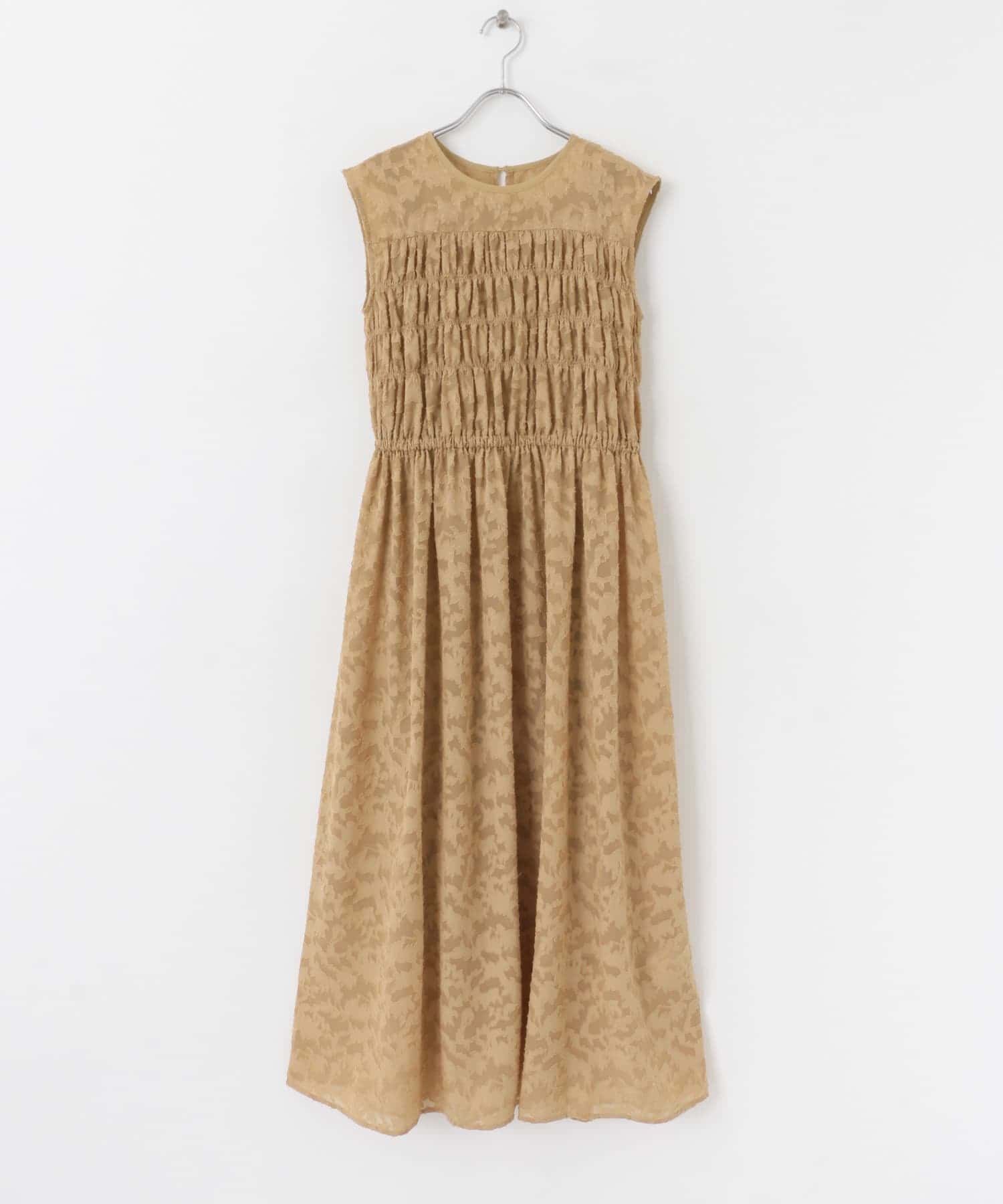ウエストマークシャーリングノースリーブワンピース BEIGE COMPACT
