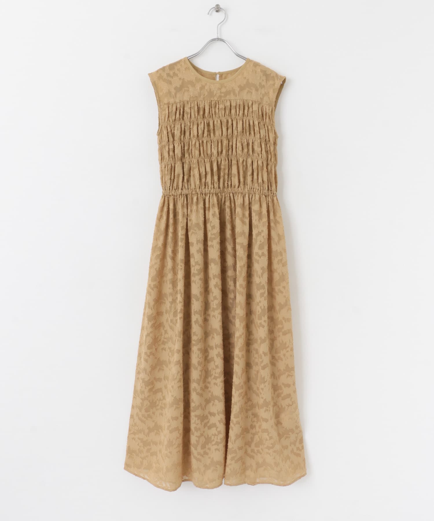 ウエストマークシャーリングノースリーブワンピース BEIGE COMPACT