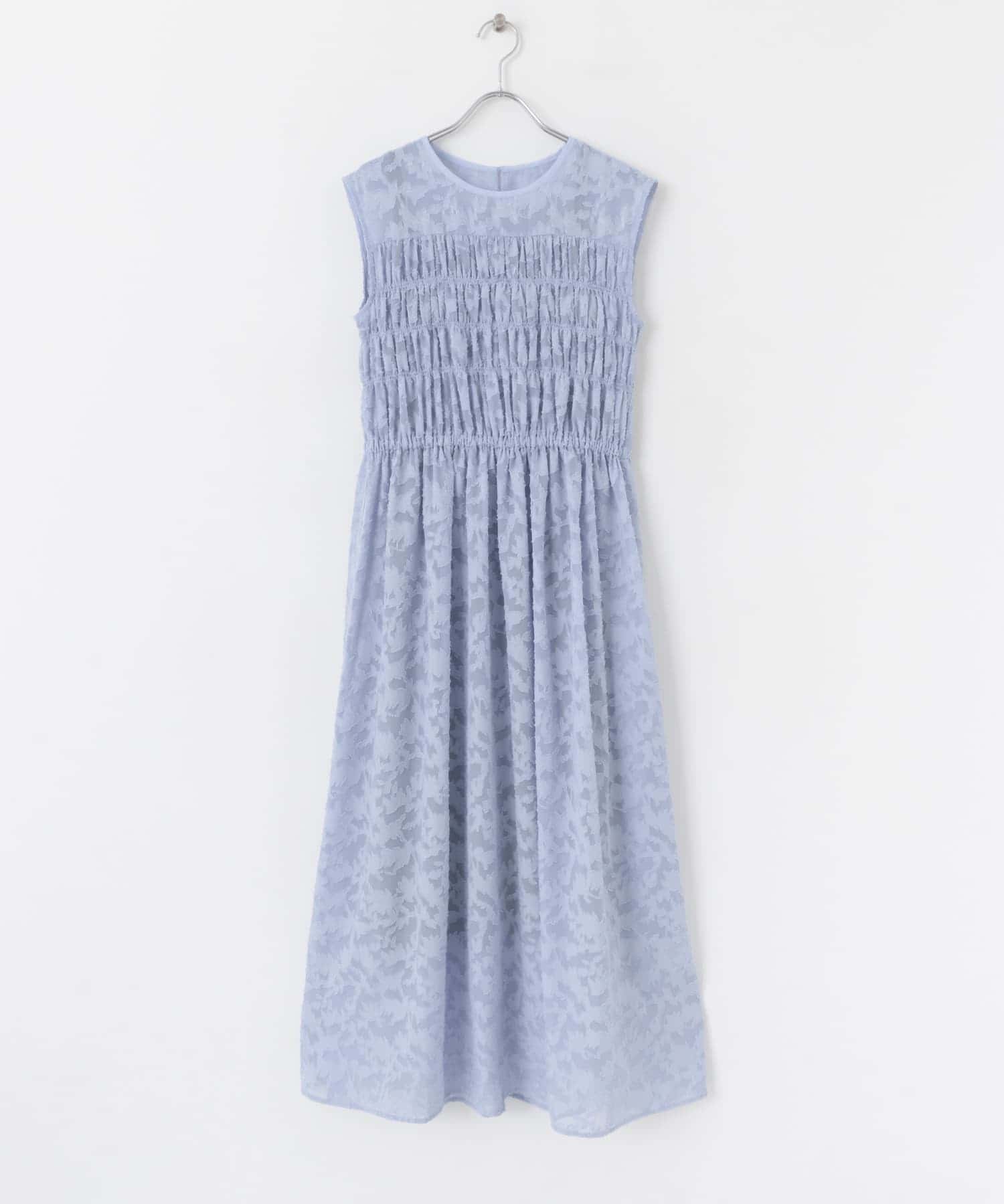 ウエストマークシャーリングノースリーブワンピース L.BLUE COMPACT