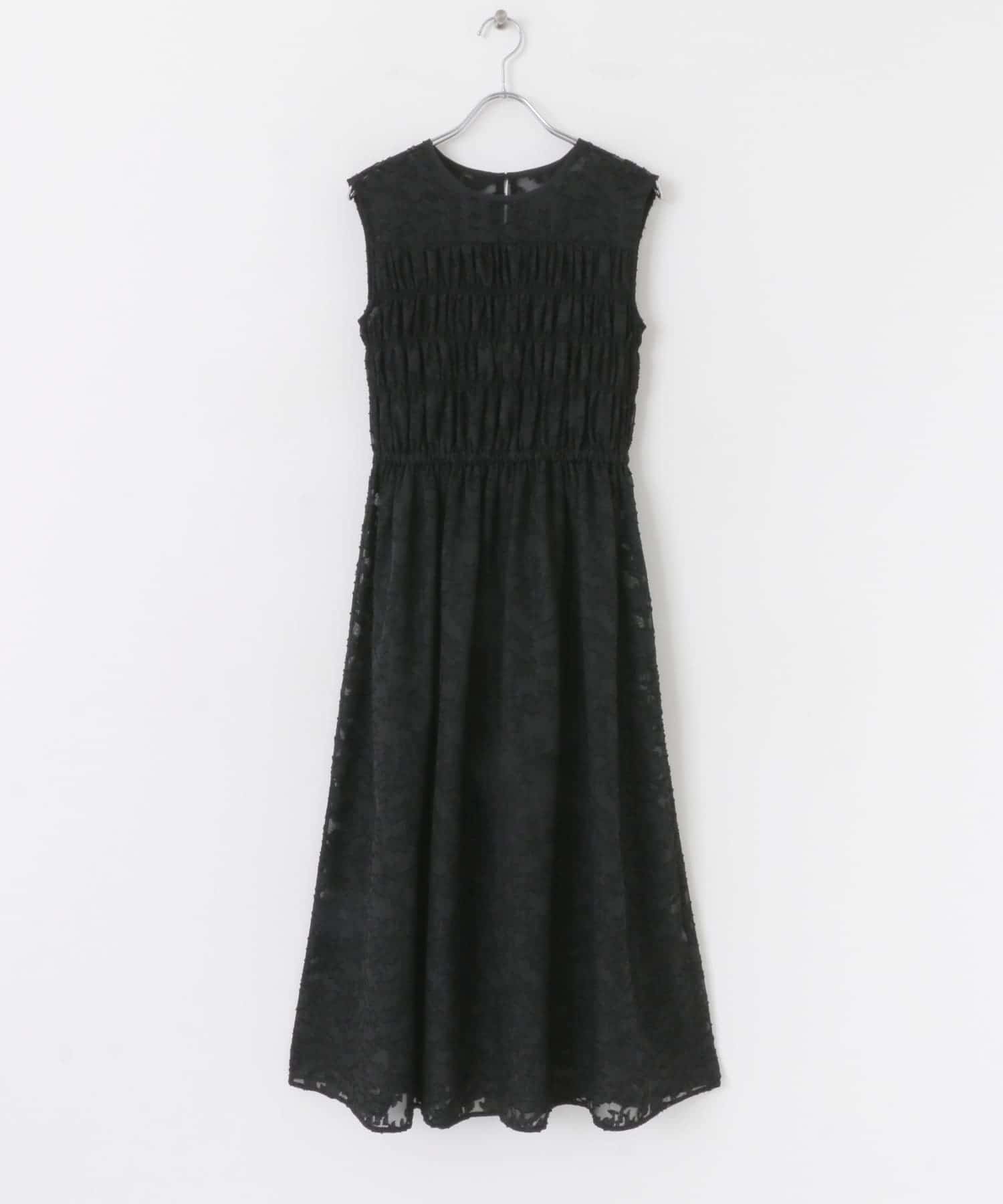 ウエストマークシャーリングノースリーブワンピース