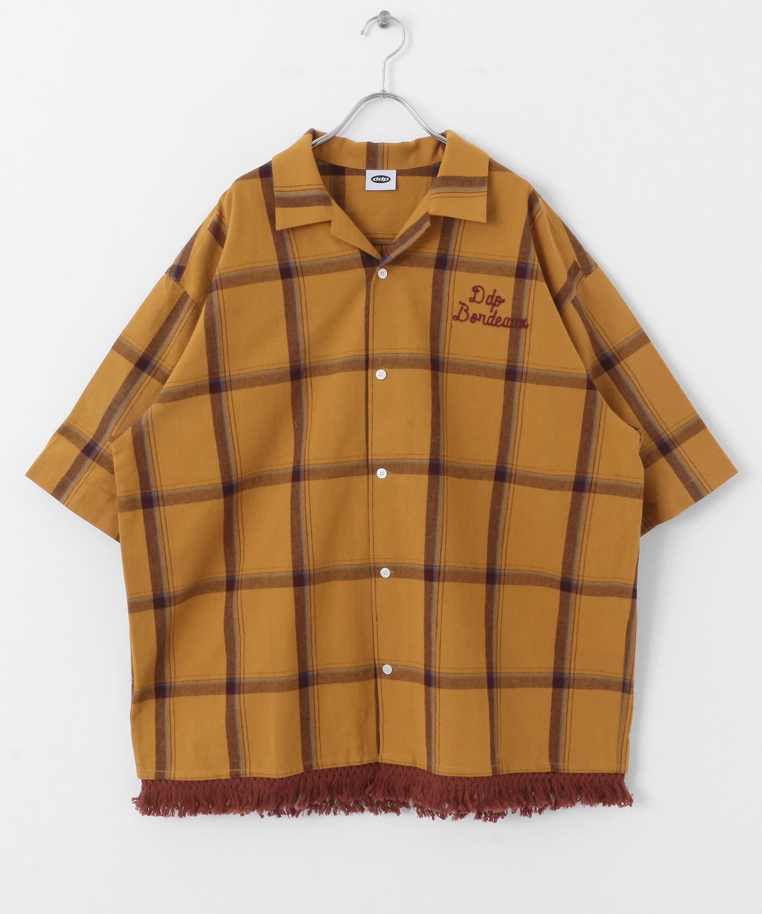 ddp　FRINGE CHECK SHIRTS YELLOW M