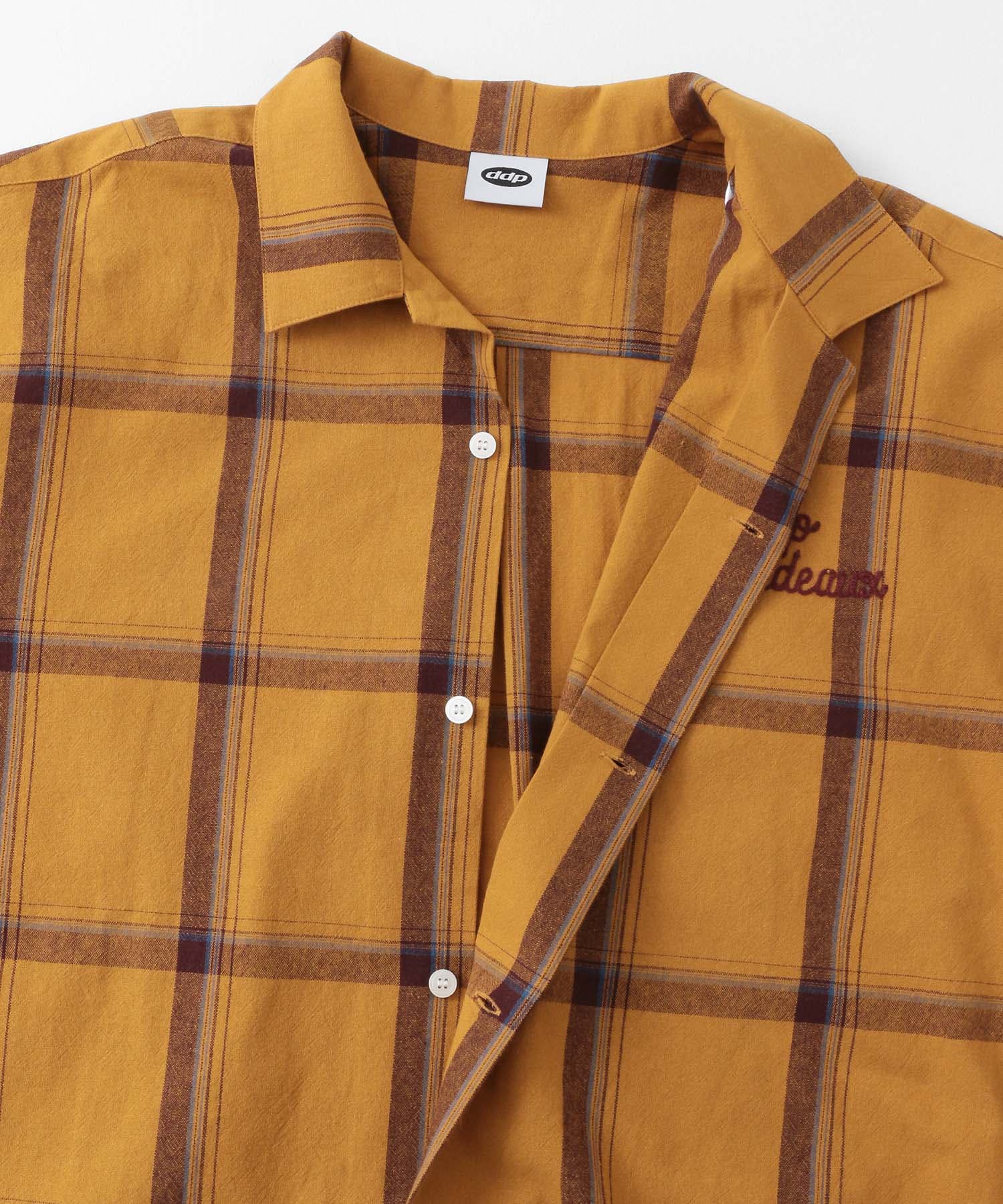 ddp　FRINGE CHECK SHIRTS YELLOW M