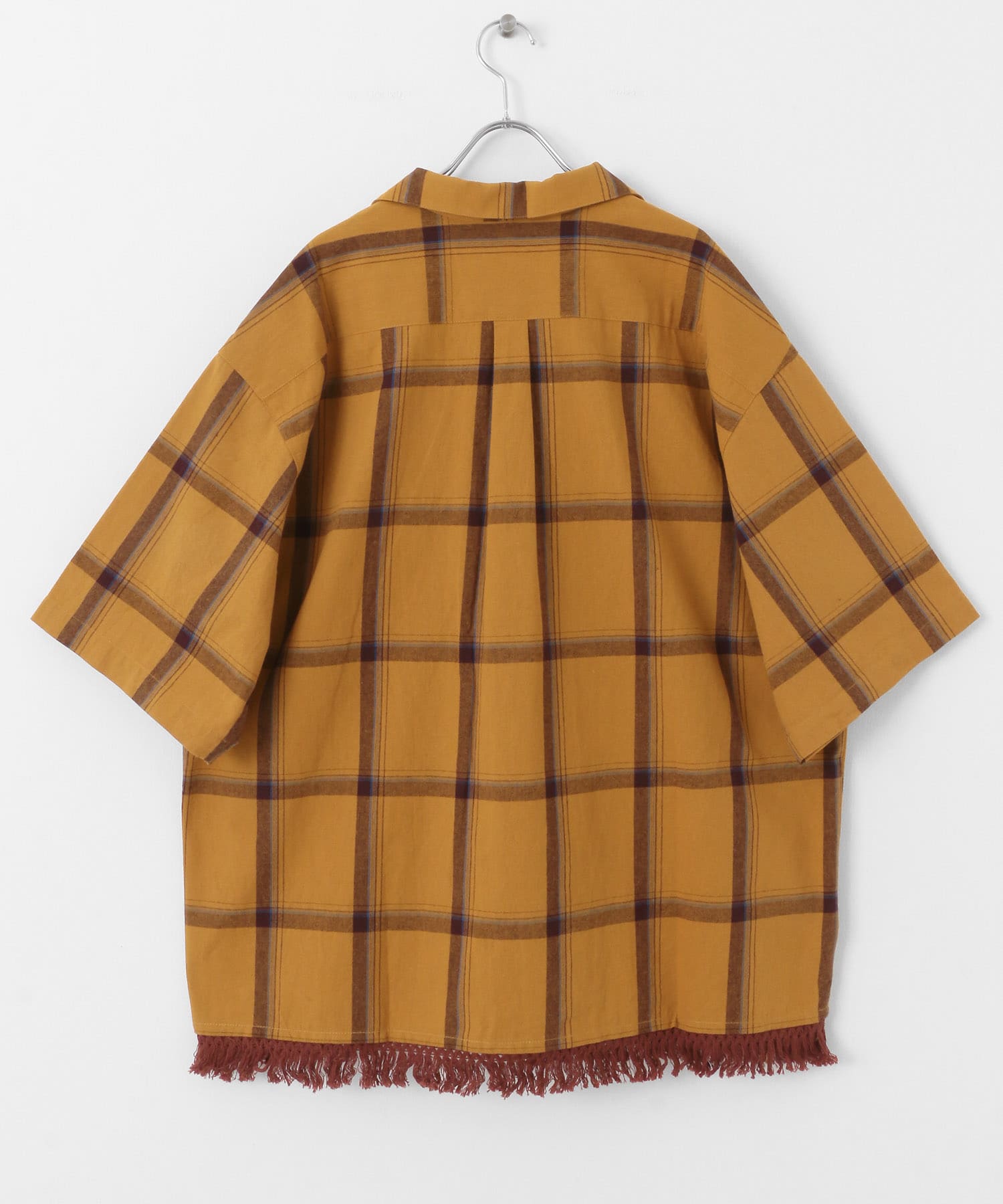 ddp　FRINGE CHECK SHIRTS YELLOW M