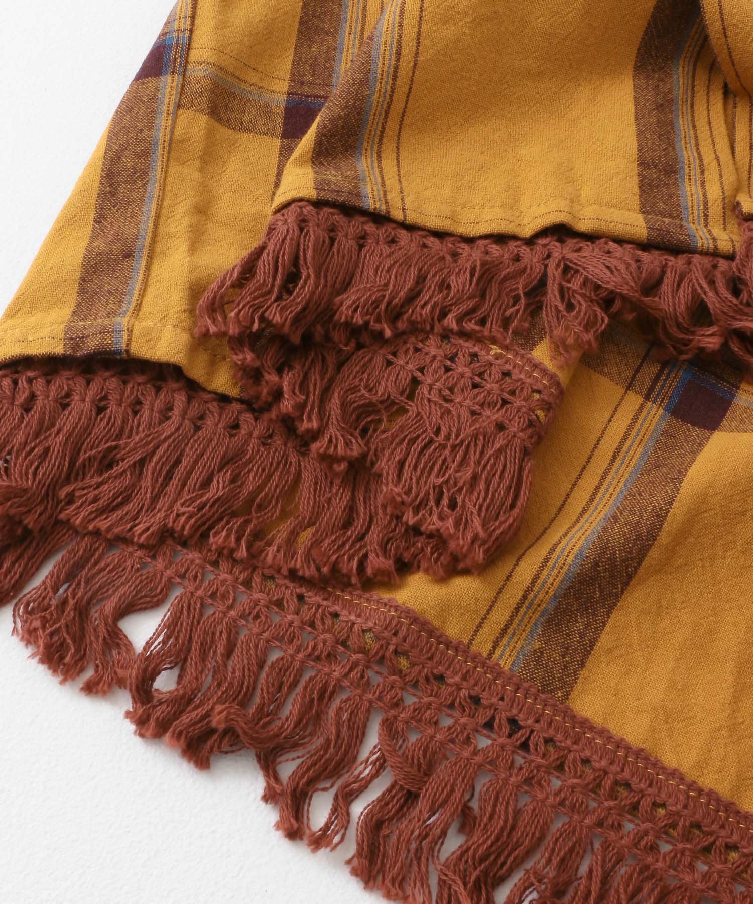 ddp　FRINGE CHECK SHIRTS YELLOW M