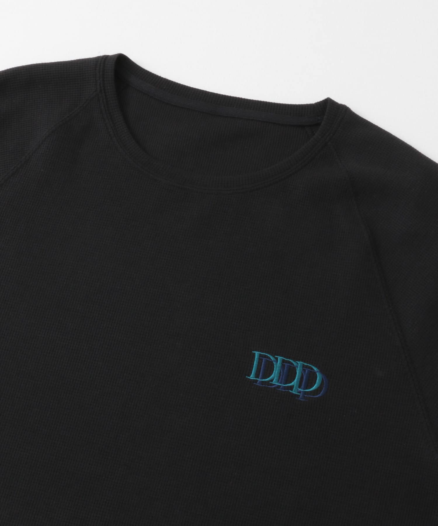 ddp　EMBROIDERY WAFFLE  T-SHIRTS BLACK M