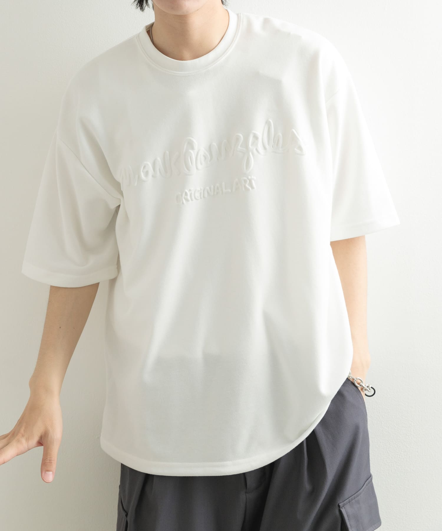 WEB限定』Mark Gonzales プリントクルーネックドローコードTシャツ(M