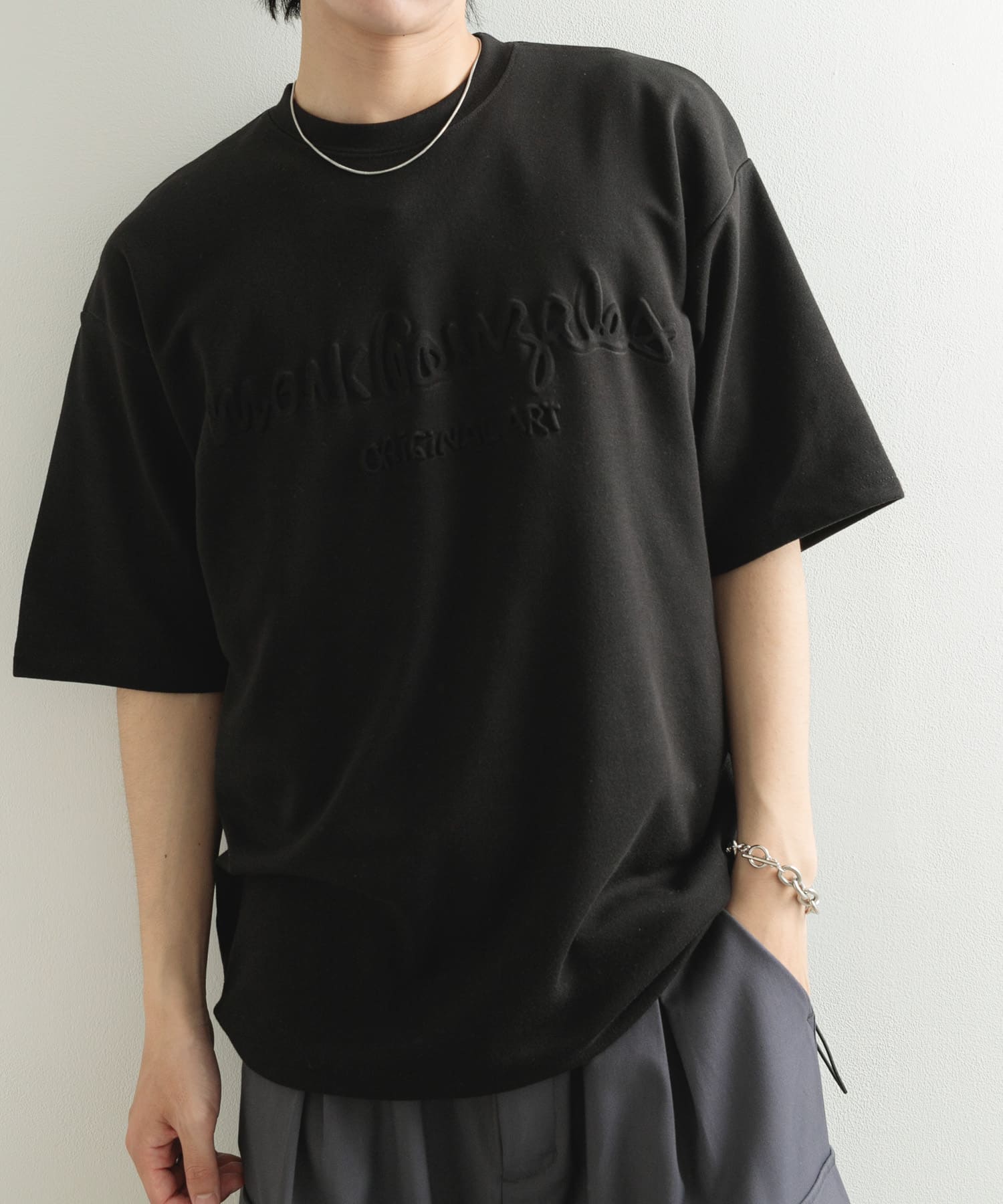 WEB限定』Mark Gonzales プリントクルーネックドローコードTシャツ(M