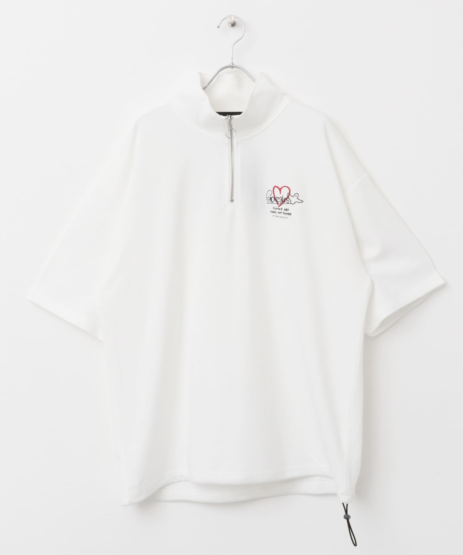 『WEB限定』Mark Gonzales　スタンドハーフZIPドローコードTシャツ WHITE M