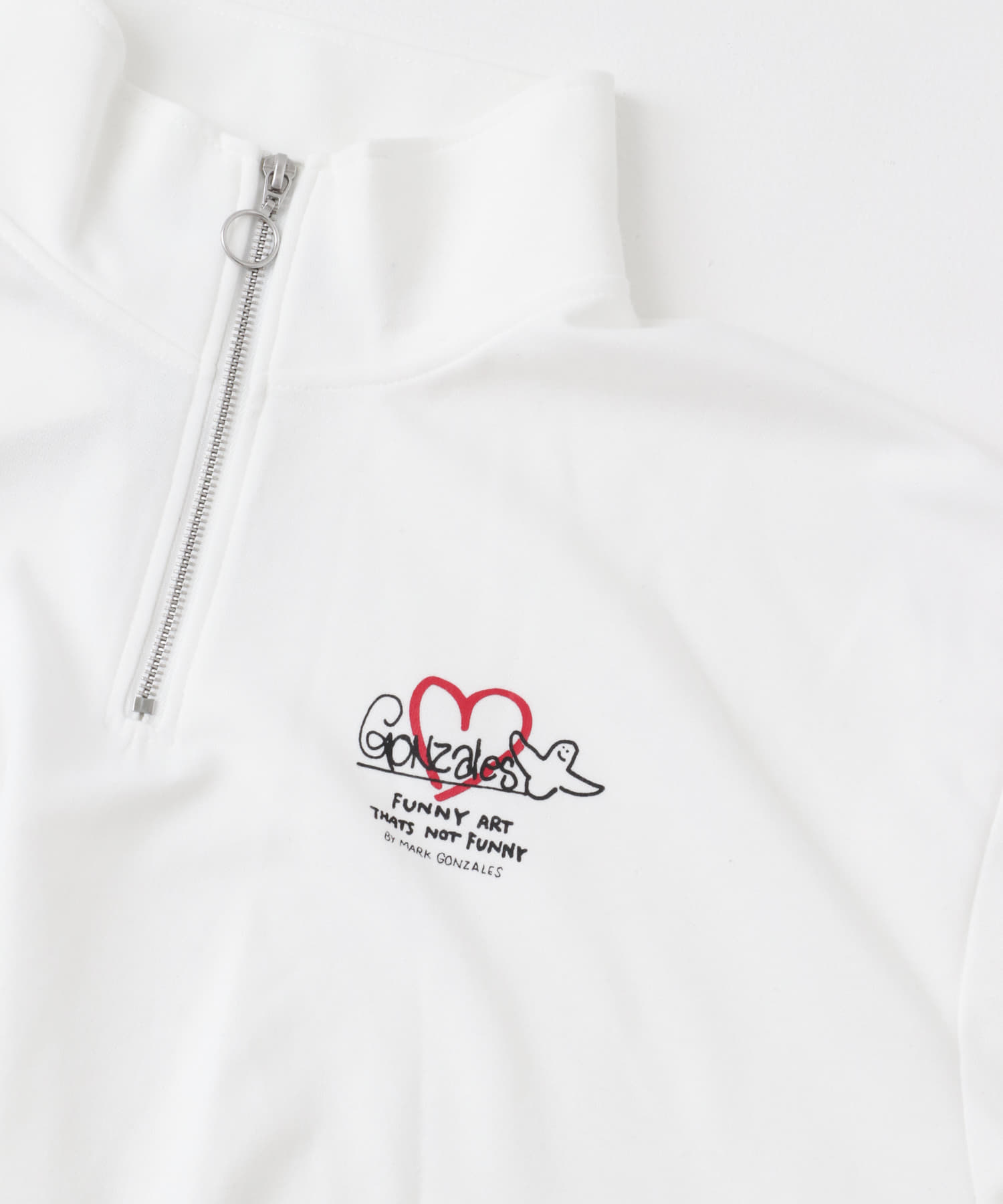『WEB限定』Mark Gonzales　スタンドハーフZIPドローコードTシャツ WHITE M
