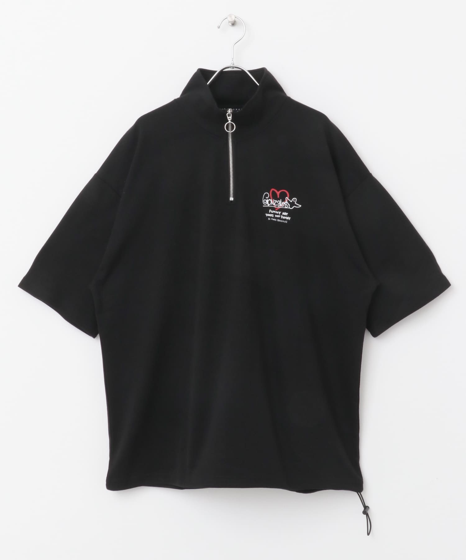 『WEB限定』Mark Gonzales　スタンドハーフZIPドローコードTシャツ BLACK M