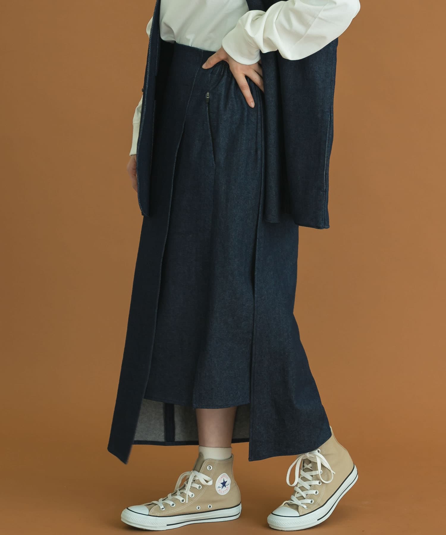 Uiscel　撥水デニムラップスカート ONE WASH S