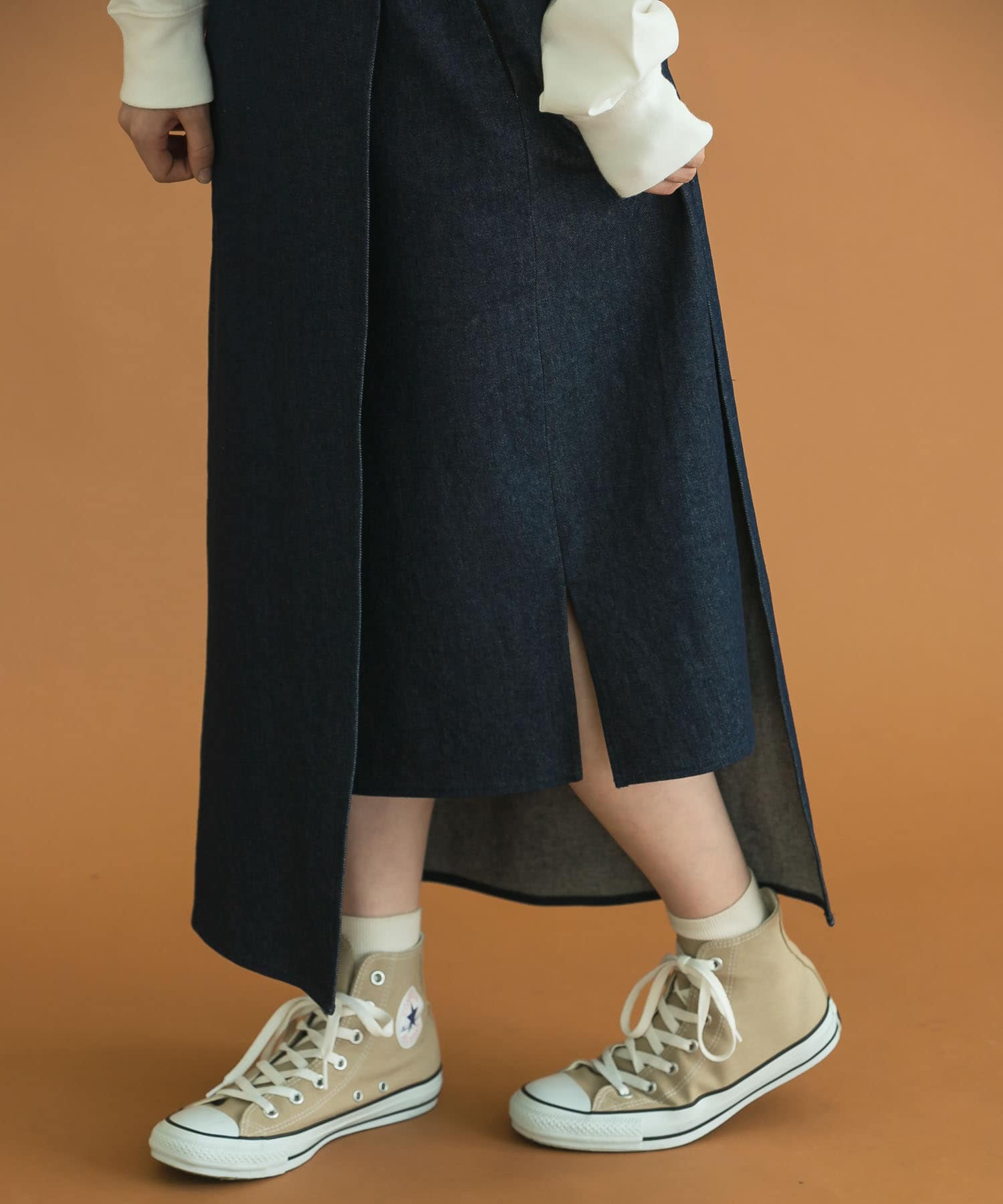 Uiscel　撥水デニムラップスカート ONE WASH S