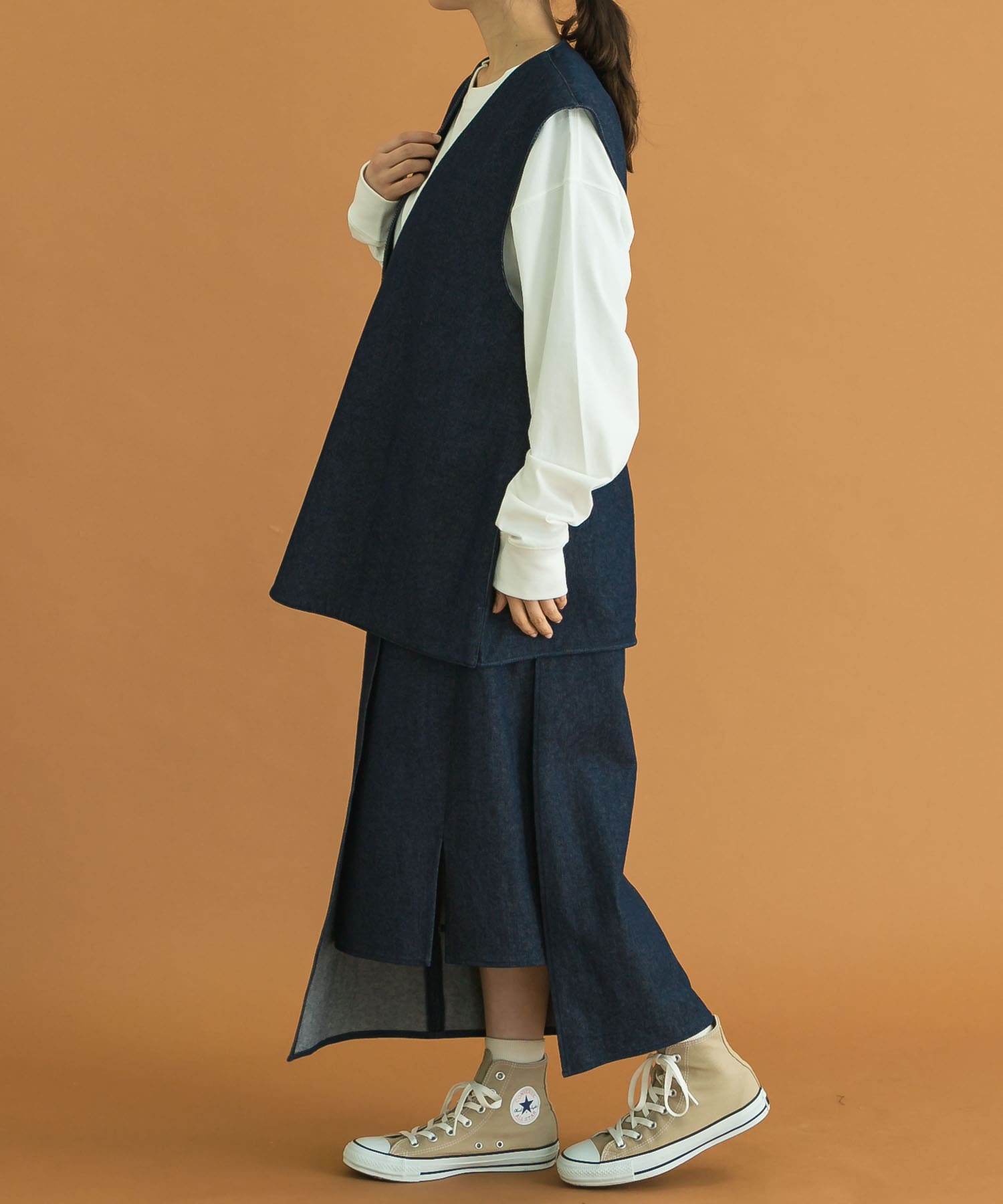 Uiscel　撥水デニムラップスカート ONE WASH S