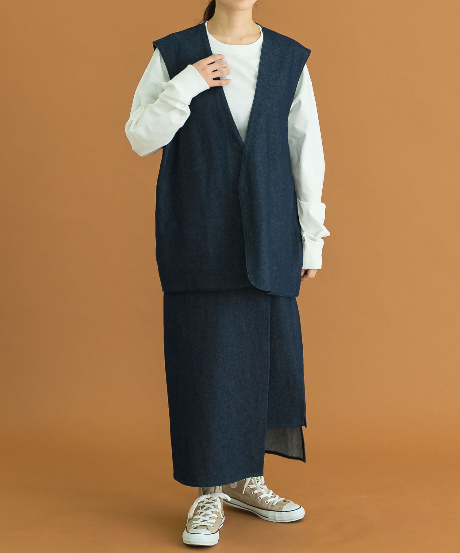 Uiscel　撥水デニムラップスカート ONE WASH S