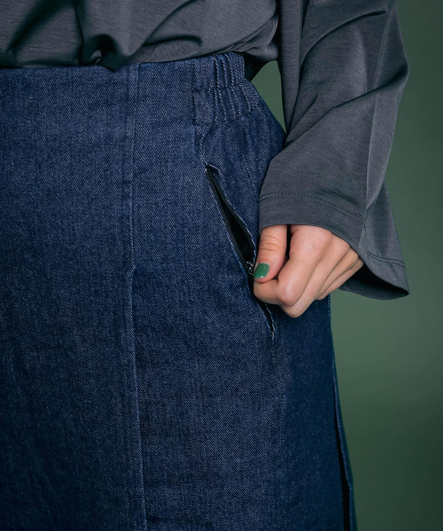 Uiscel　撥水デニムラップスカート ONE WASH M