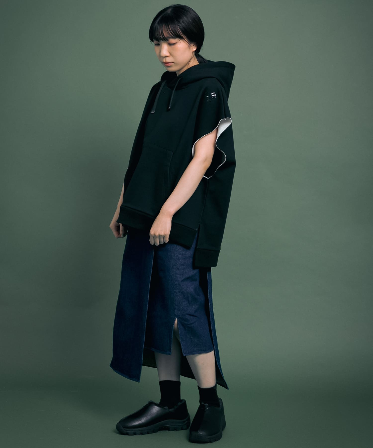 Uiscel　撥水デニムラップスカート ONE WASH M