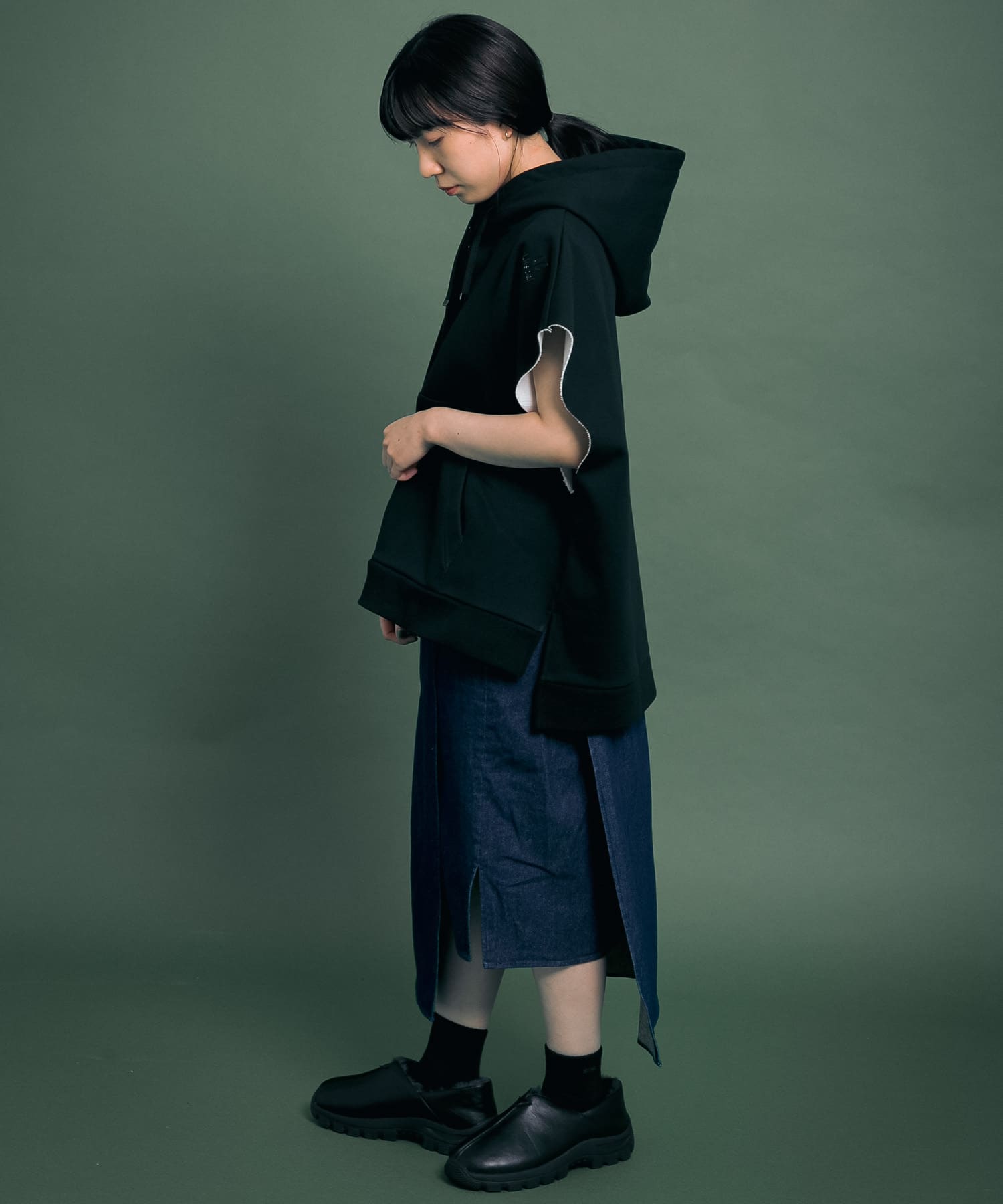 Uiscel　撥水デニムラップスカート ONE WASH M