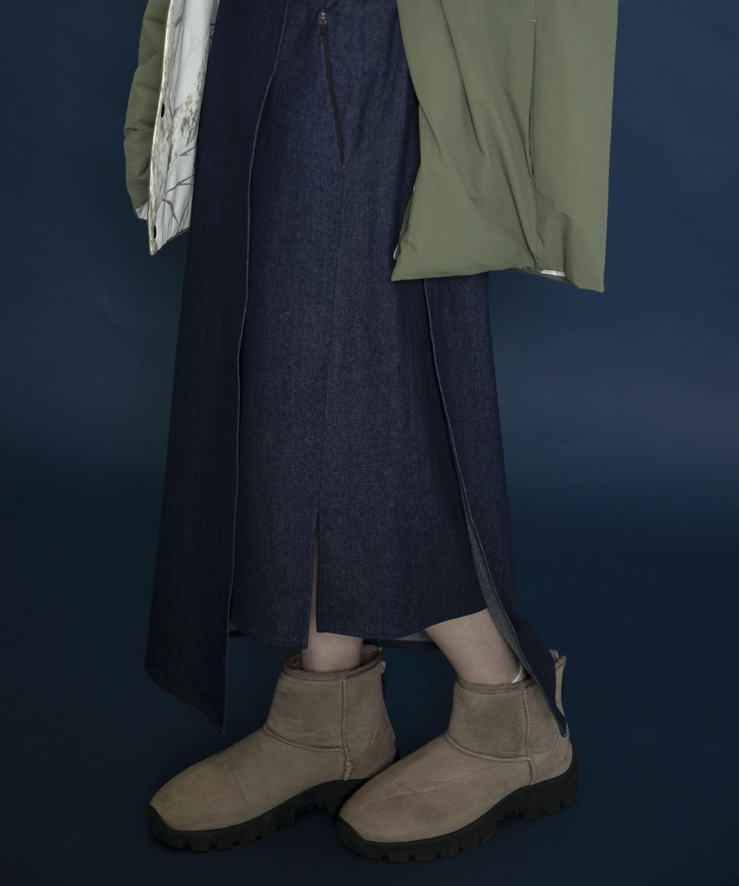 Uiscel　撥水デニムラップスカート ONE WASH S