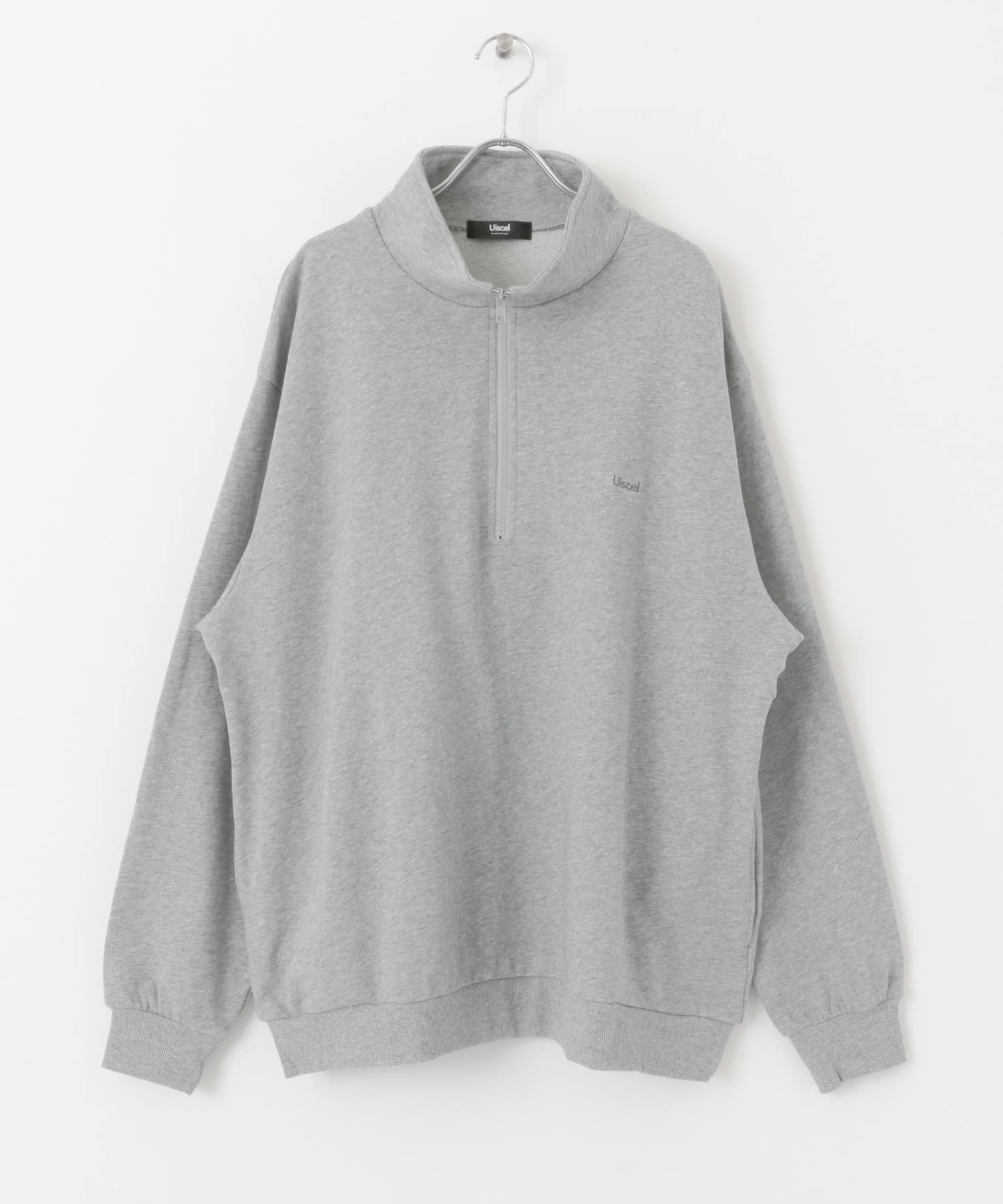 『ユニセックス』Uiscel　ヘビーウエイトハーフZIPスウェットシャツ TOP GRAY M