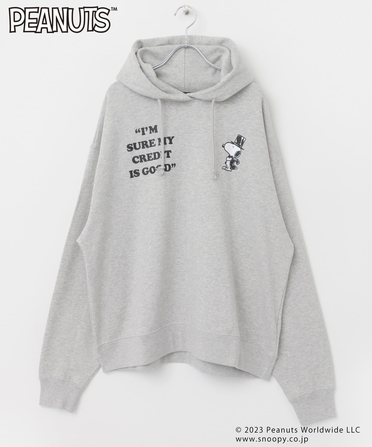 『ユニセックス』『PEANUTS(ピーナッツ)』スウェットパーカ TOP GRAY M