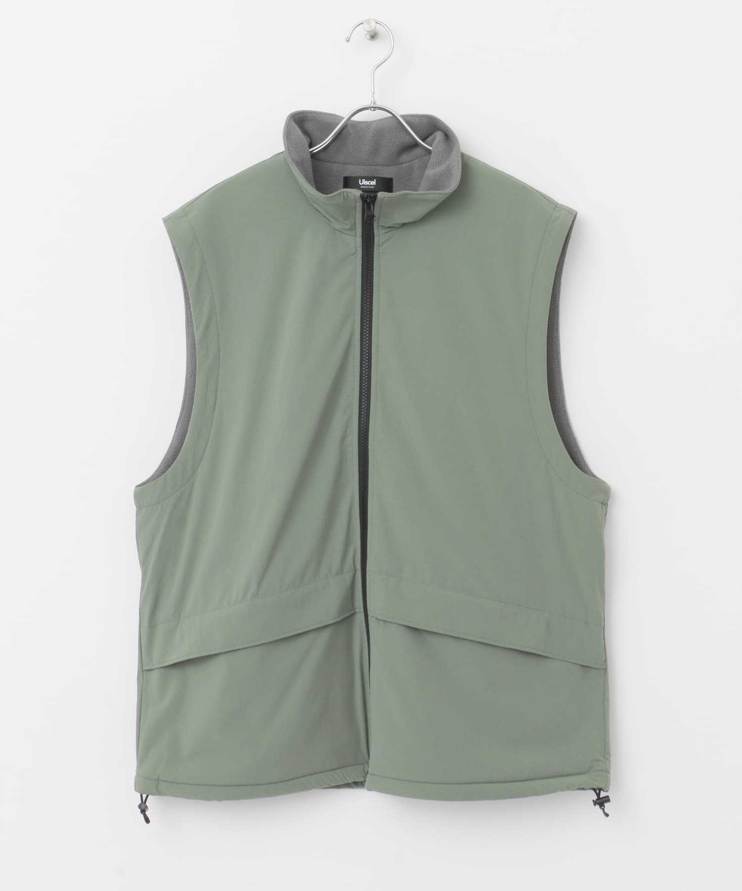 『WEB先行販売』『ユニセックス』Uiscel　フリースライニングZIPルーズベスト OLIVE M