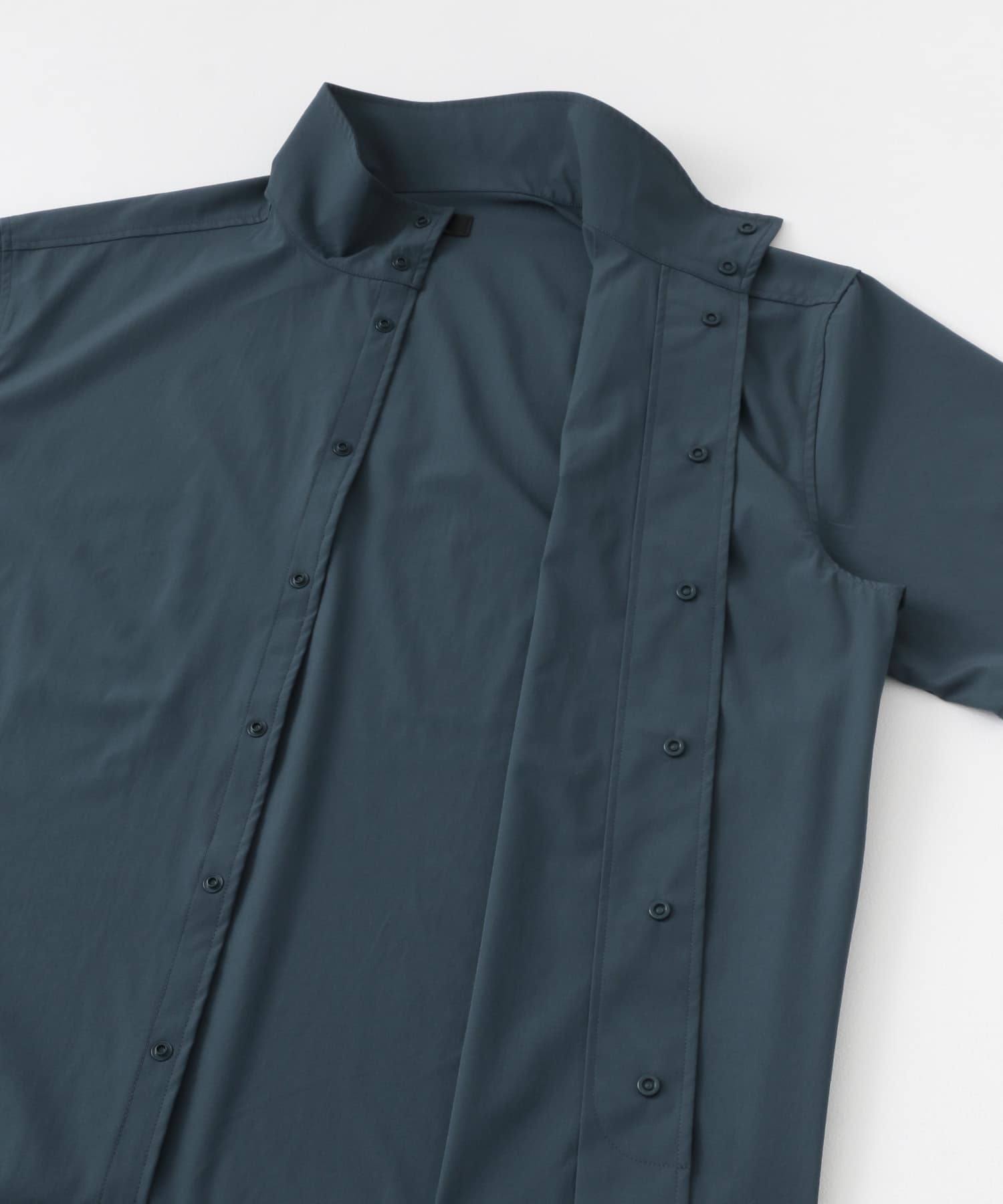 Uiscel　4wayストレッチサイドジップルーズシャツ BLUE M
