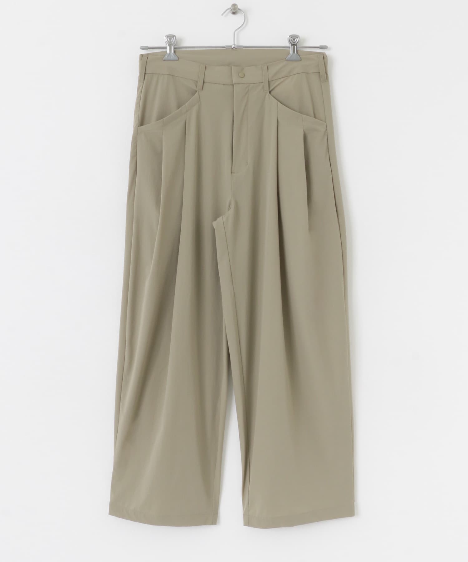 Uiscel　4WAYストレッチ2タックワイドパンツ BEIGE M