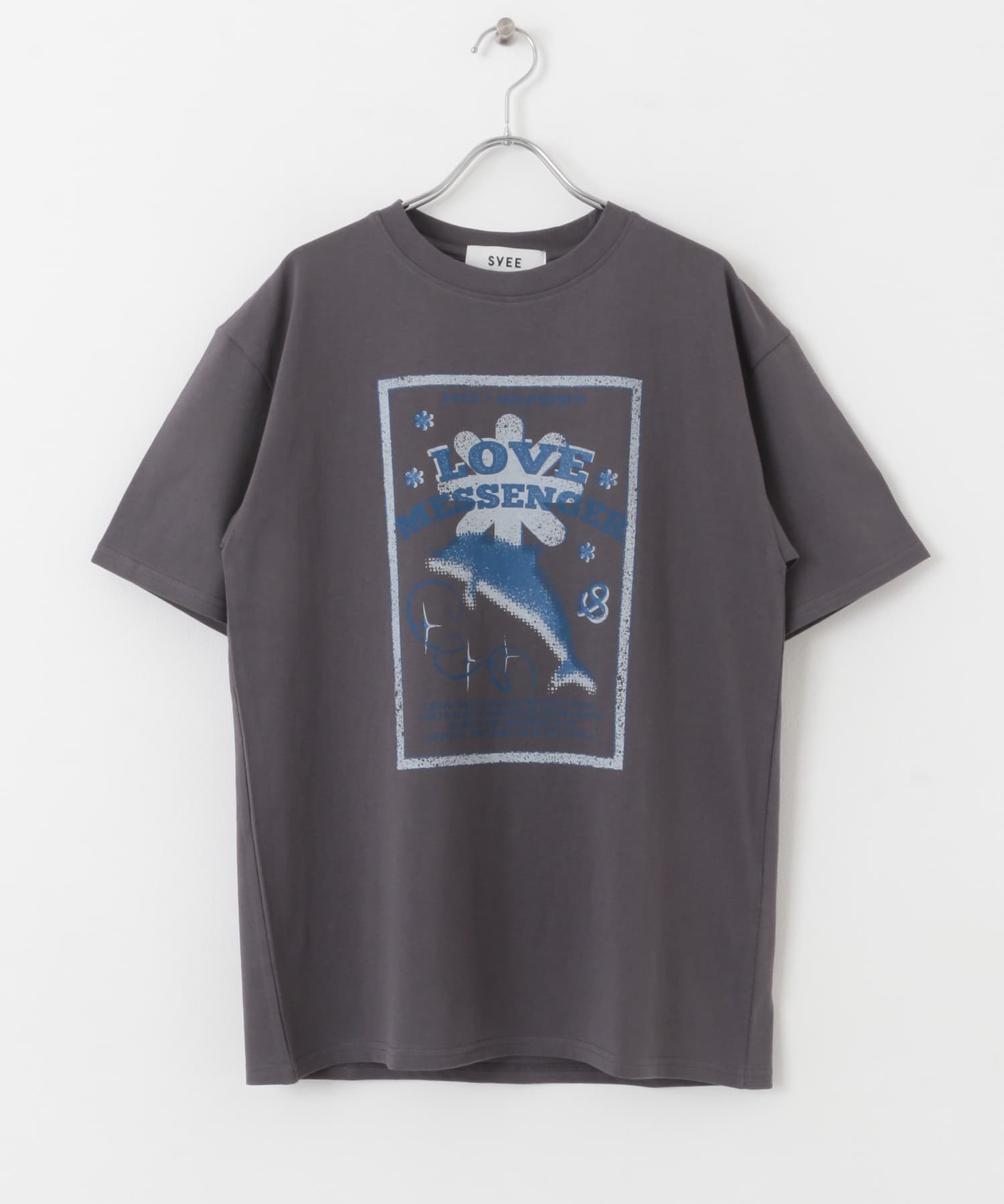 SYEE　ドルフィングラフィックTシャツ CHARCOAL one