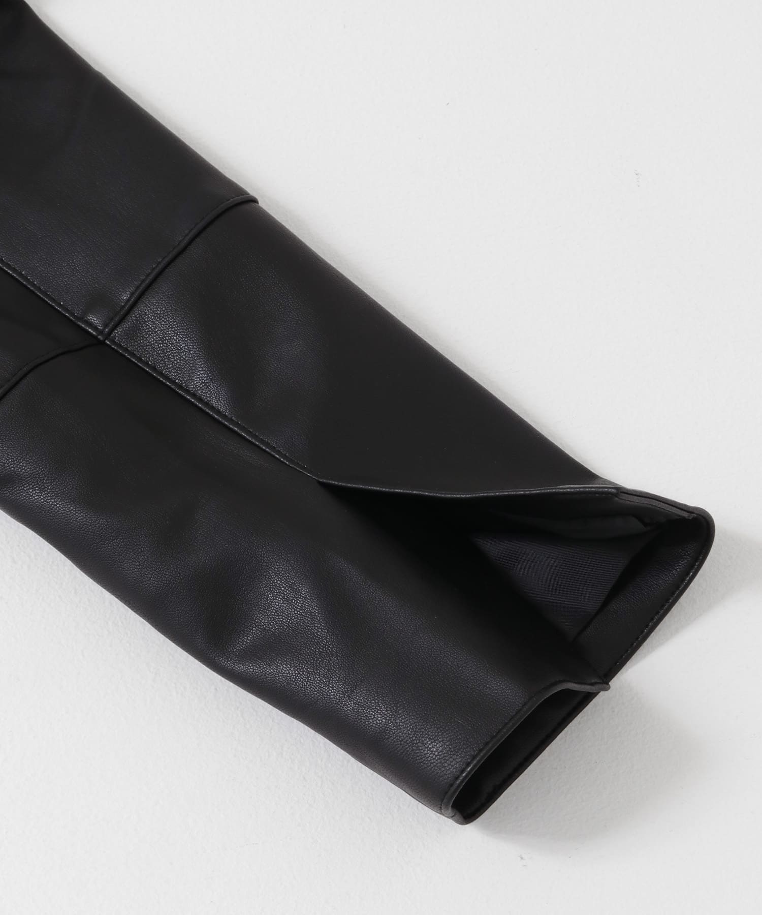 SYEE　フェイクレザークロップドジャケット BLACK one