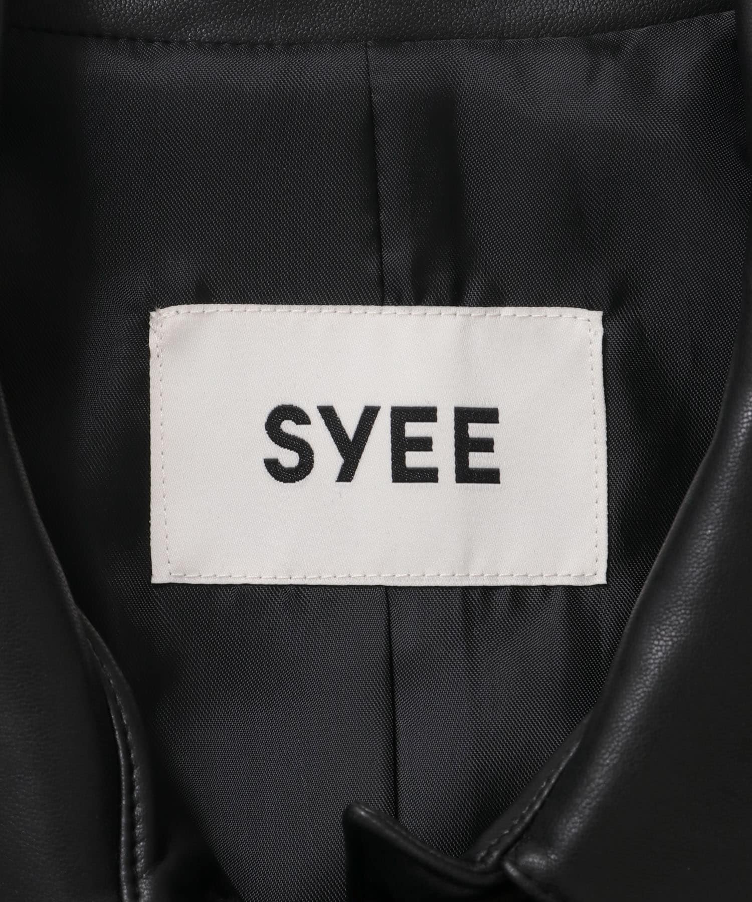 SYEE　フェイクレザークロップドジャケット BLACK one