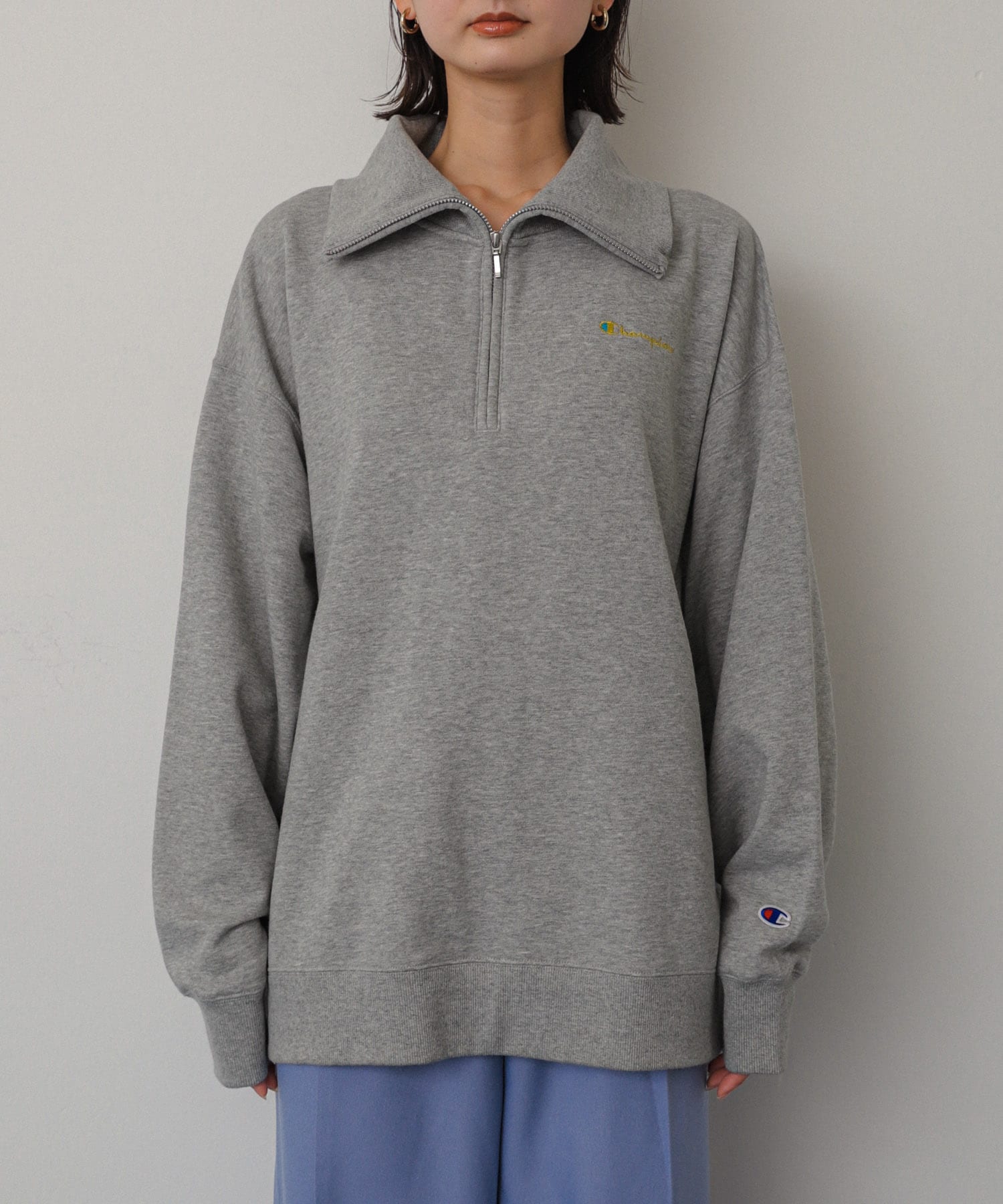 『別注』Champion×SENSE OF PLACE 　ルーズジップトップ GRAY one