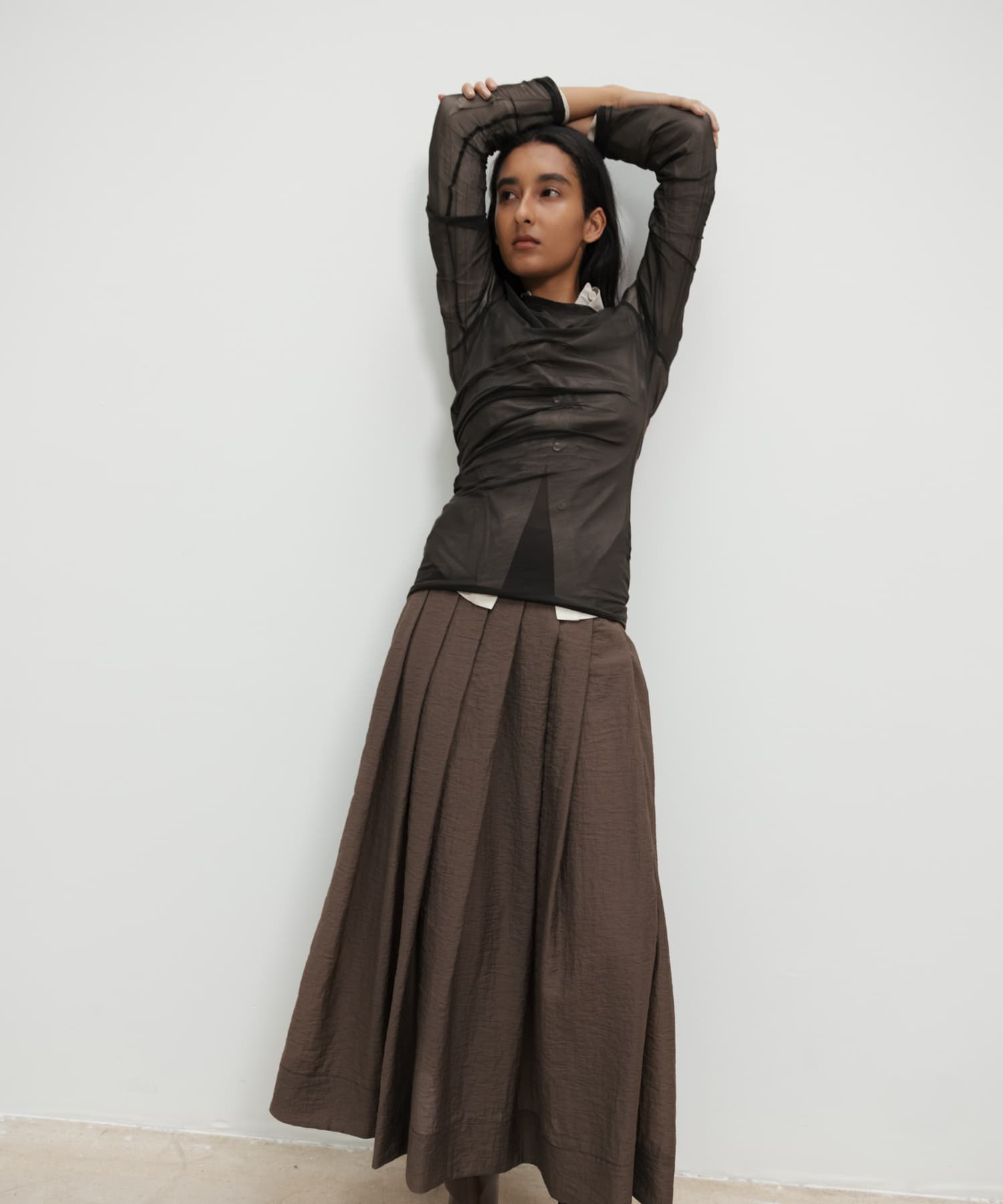 RRACE　Sheer Jersey Top Brown one