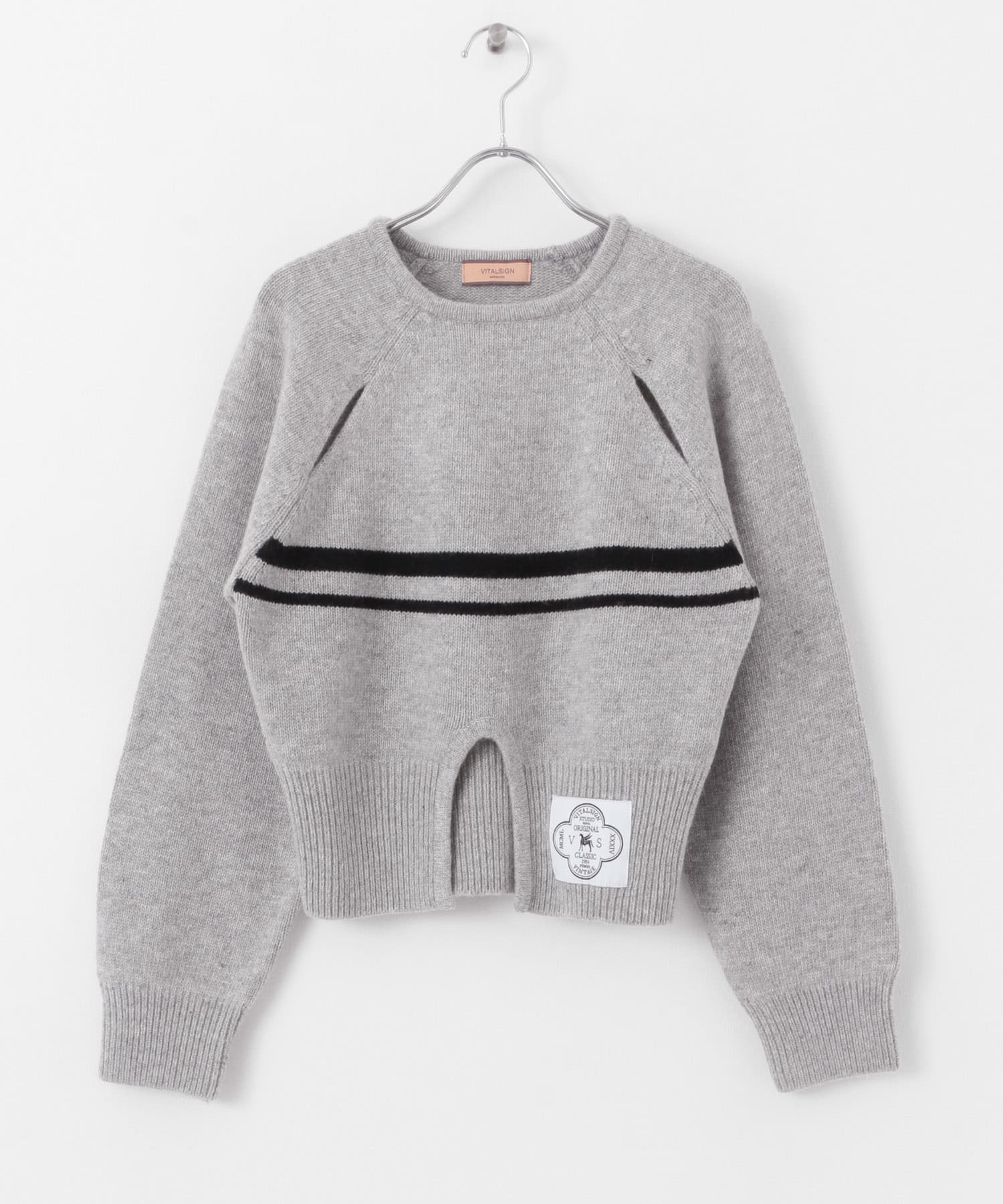 VITALSIGN　CutOut Line Knit Pullover Grey one