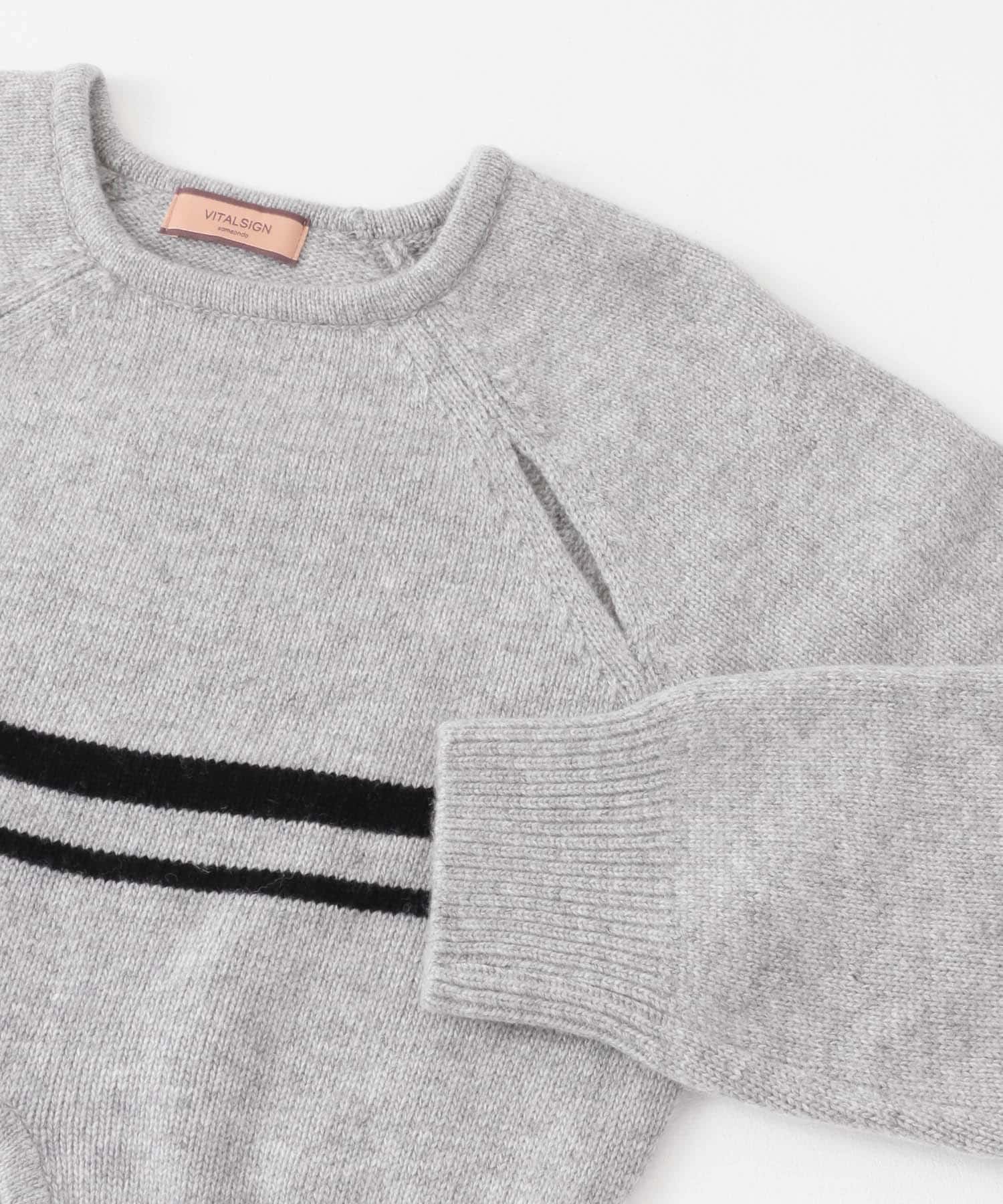 VITALSIGN　CutOut Line Knit Pullover Grey one