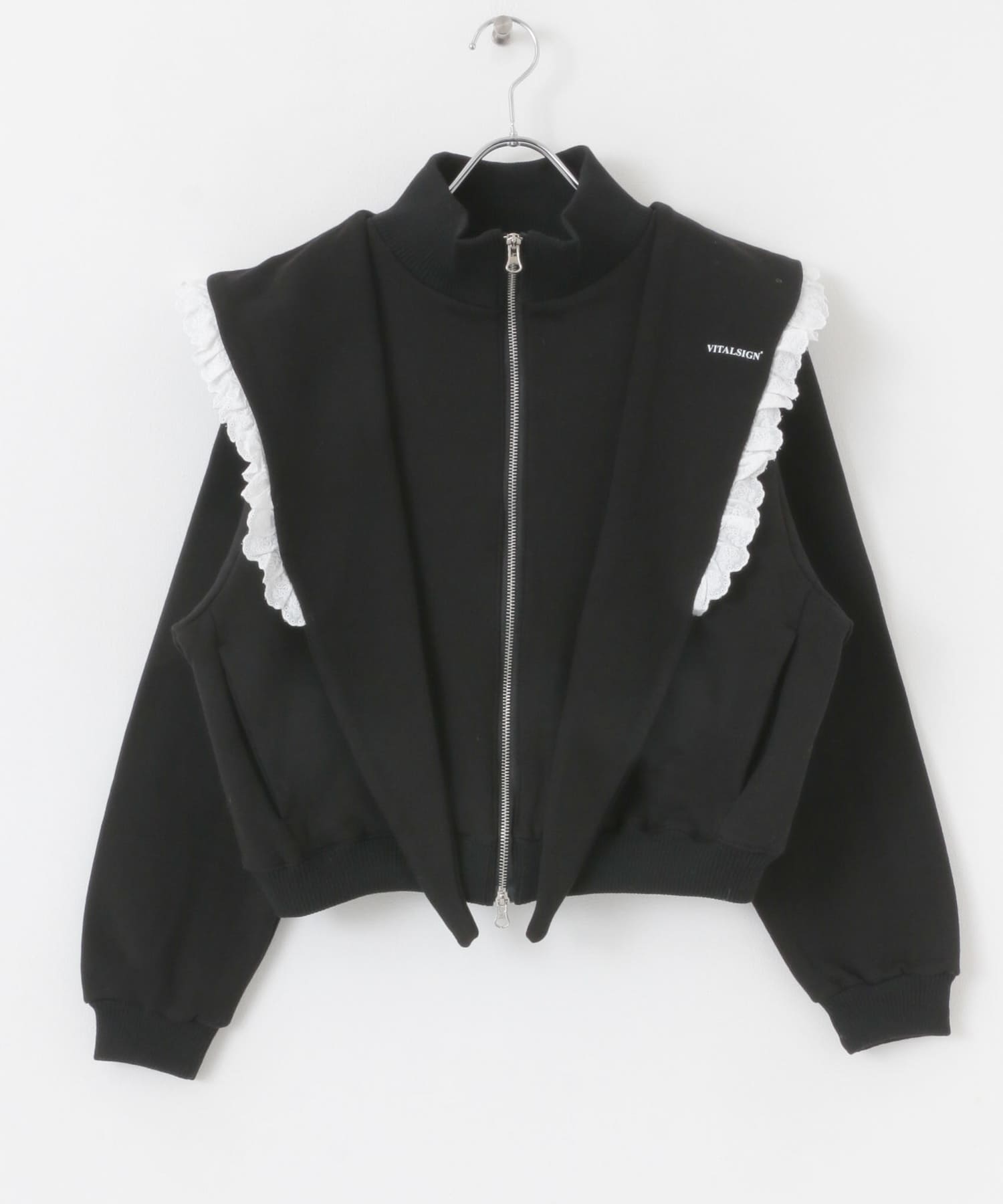 VITALSIGN　LaceCapeLogoZip-Up Black one
