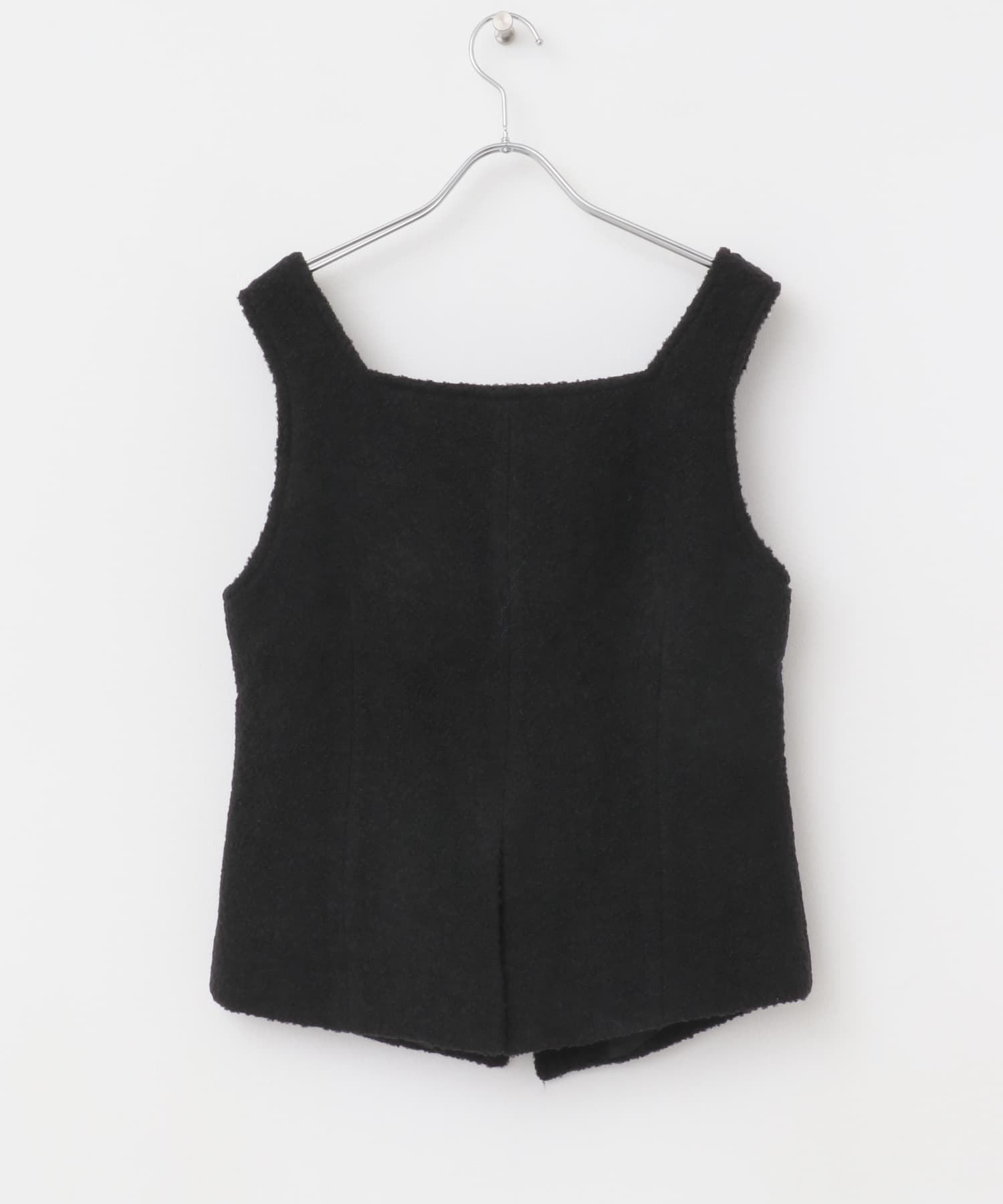 Et demain　wool boucle-tweed vest Black one